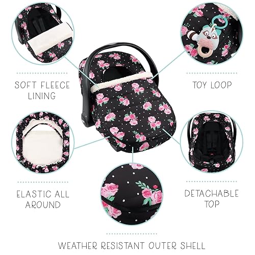 Miniatura 4 de The Peanutshell Funda de asiento de coche para niñas bebés, diseño floral de rosa, cubierta de asiento de automóvil de invierno