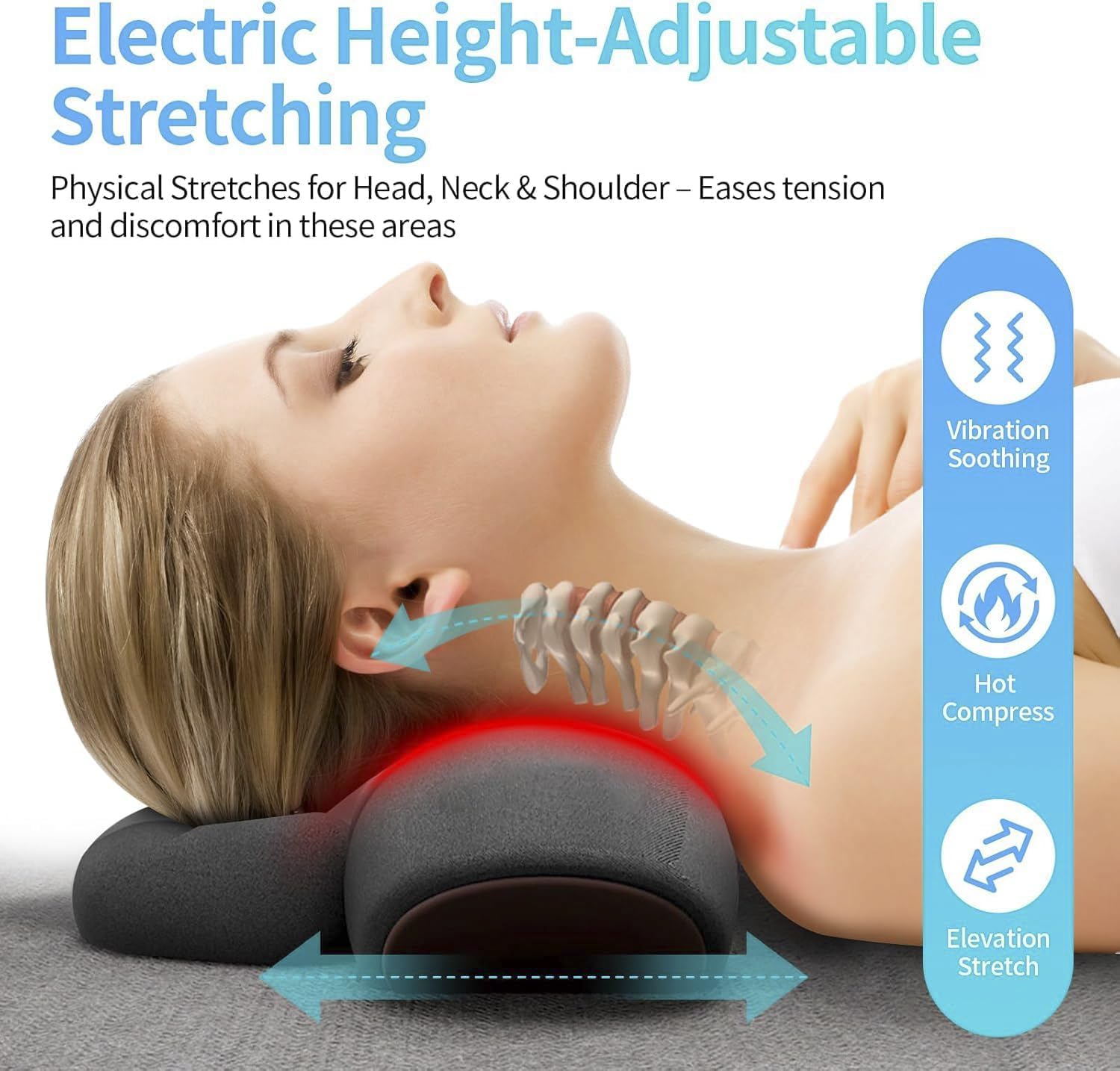 Spinea CerviCalm, Oreiller Massant Cervical Chauffant, Masseur cervical 3-en-1avec Chauffage, Intensité réglable, pour maison et bureau (Dunkelgrau) - 4