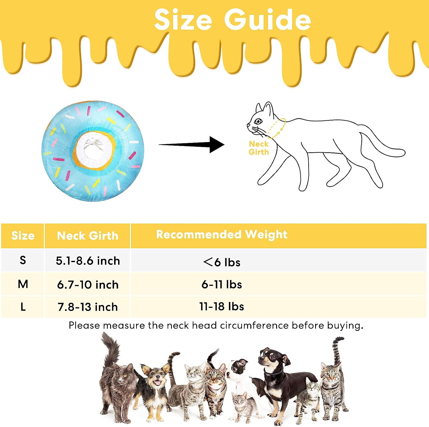 Cat Cone Collar Soft, Cat Donut Collar, Adjustable Cat Surgery Collar for Wound Healing, Elizabeth Collars are Suitable for Cats, Kittens, Puppies, Puppies After Surgery (Blue, L)