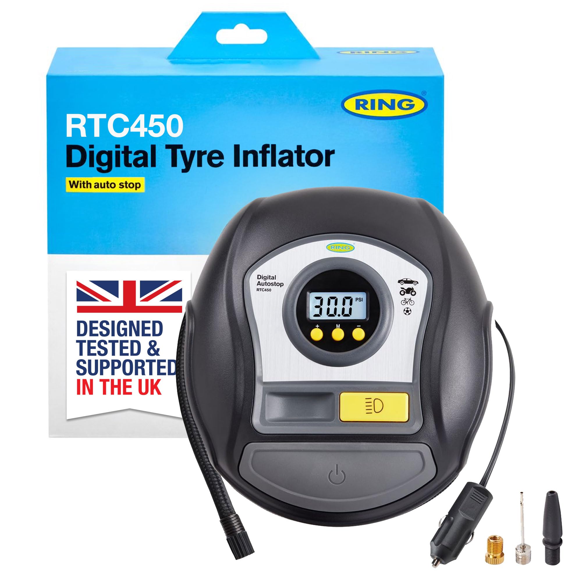 Sponsored Ad – RING TYREINFLATE 450 Digital Tyre Inflator Air Compressor With Auto-Stop functionality - Measures in PSI, BAR & kPA