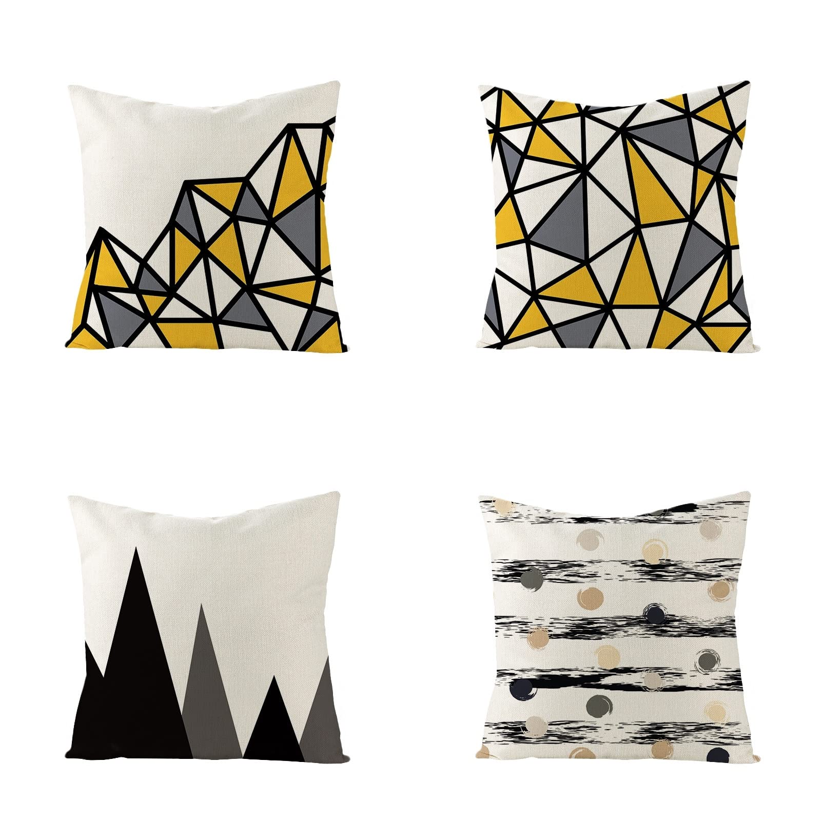 Sofa Fundas Cojines 60x60 Pack de 4 Cuadrado,Funda de Almohada Lino con Cremallera Invisible,Funda de Cojín Decoración para Hogar Sala Cama Jardín Silla Coche-geometría