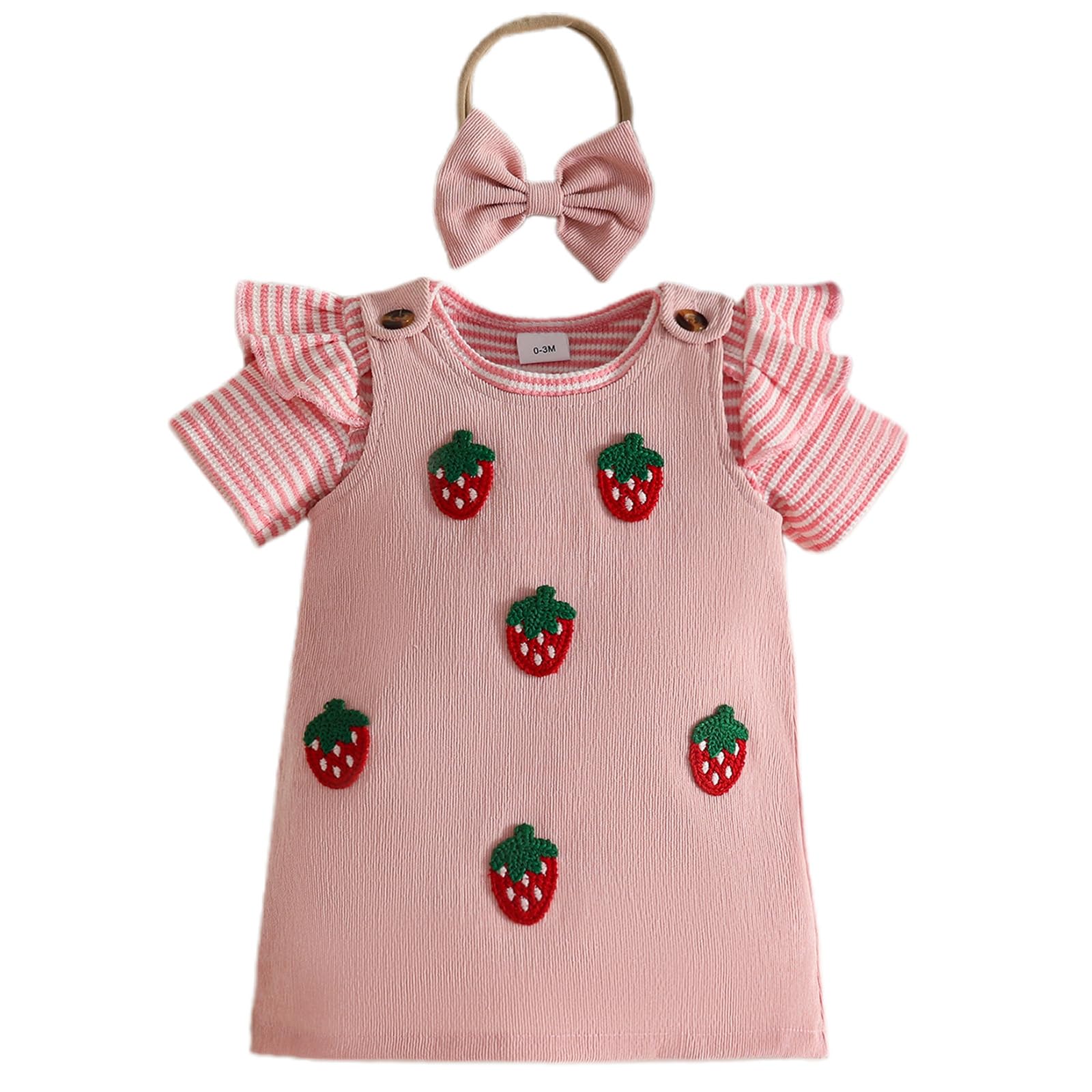 Neugeborenes Baby Mädchen Sommer Röcke Sets Rüschen Strampler Top + Overalls Kleid + Stirnband 3-teiliges Kleidung Outfits