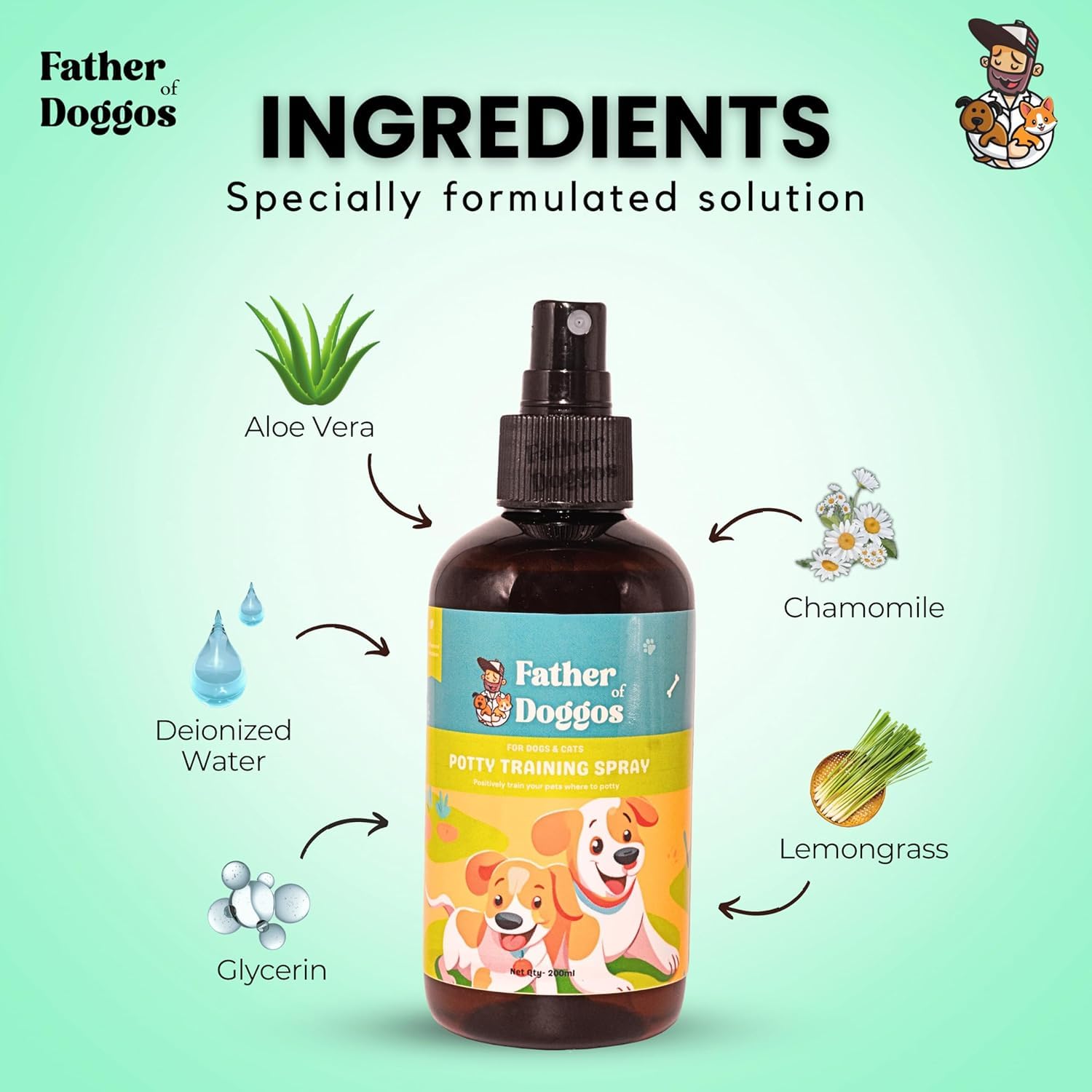 Father of Doggos Potty Puppy Potty Training Spray 200ml | Dog Potty Spray for Indoor & Outdoor Use | Dog Pee Spray & Toilet Training Aid for Puppies, No More Marking (200ml) 3