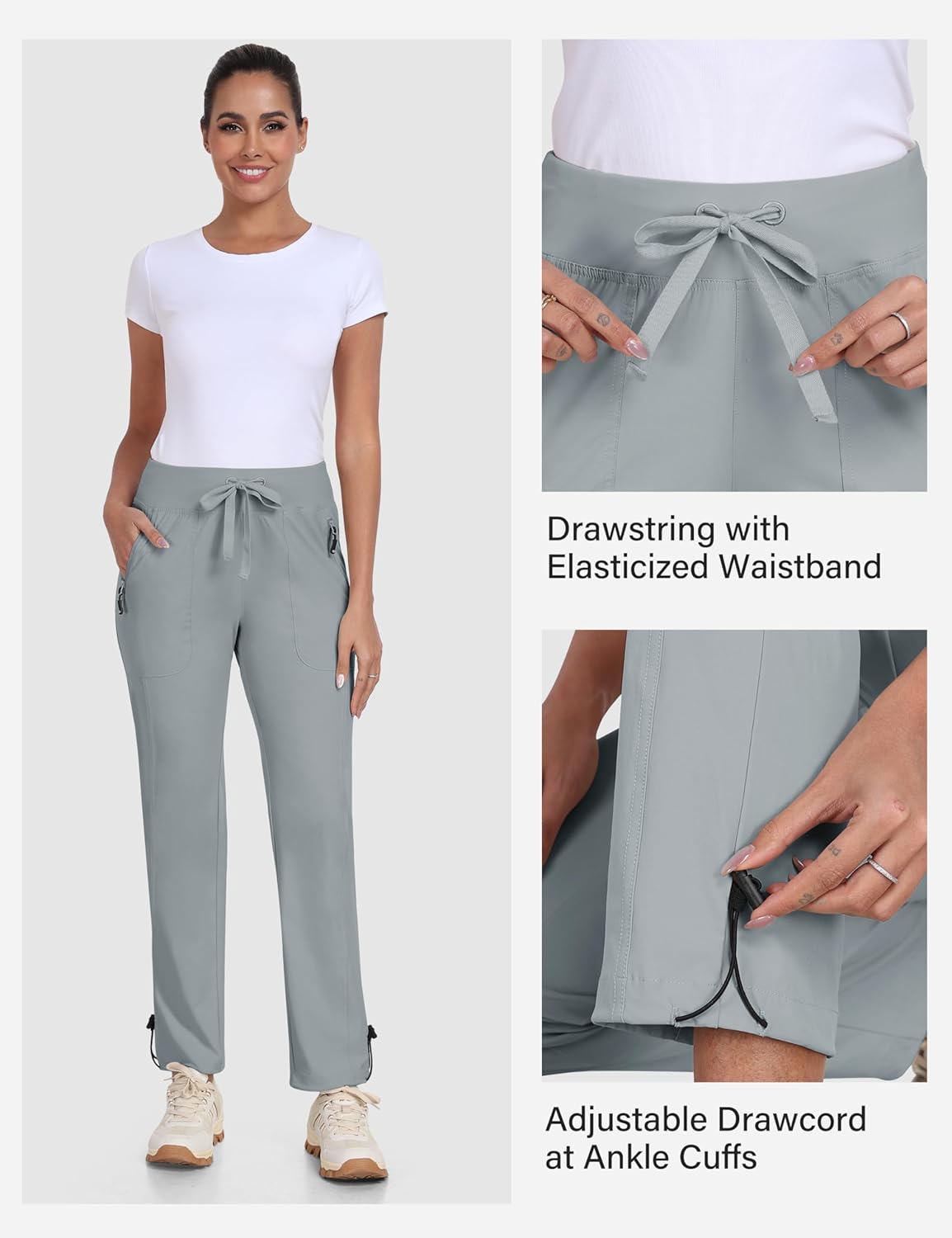 MoFiz Women's Hiking Pants Lightweight Outdoor Quick Dry Travel Joggers Water Resistant Athletic Pants Zipper Pockets - Image 5