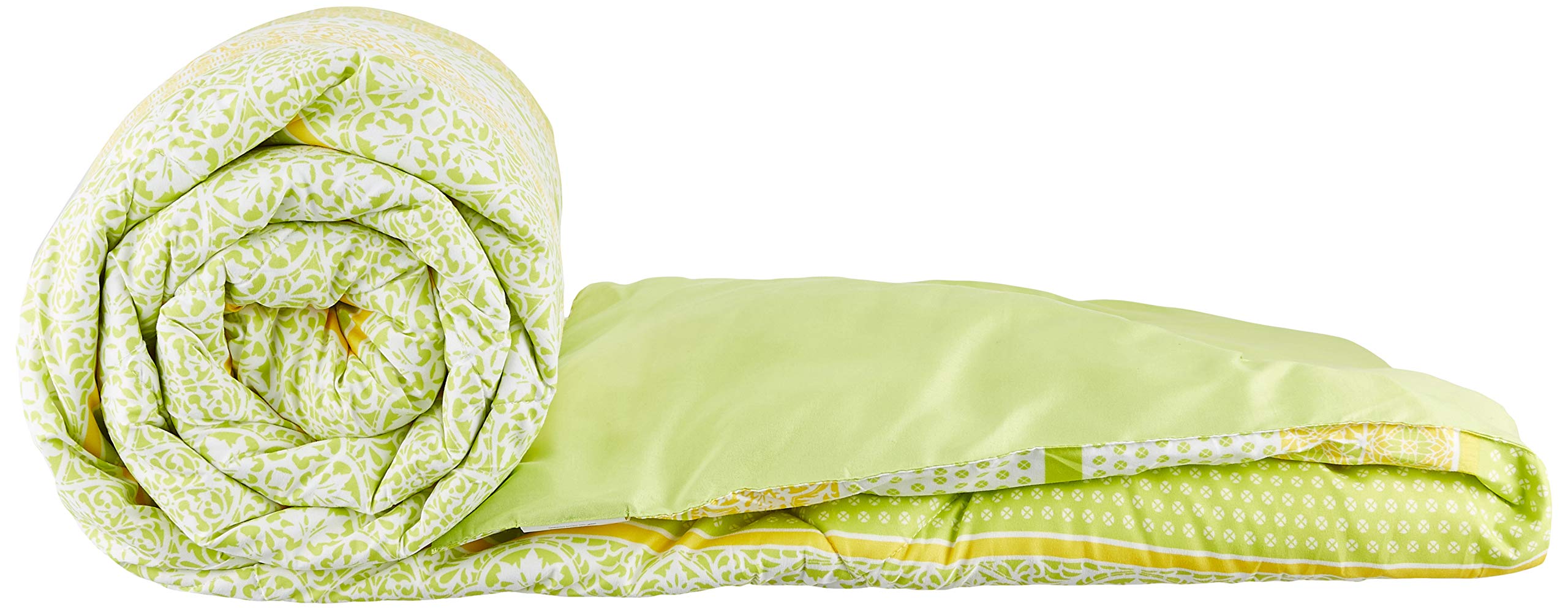 Amazon Brand - Solimo Xander Microfibre Printed Comforter, Double, 200 GSM, Green and Yellow
