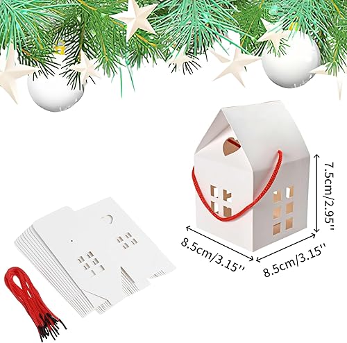 Miniatura 7 de HAN SHENG 30 cajas de dulces en forma de casa, cajas de regalo de papel Kraft, cajas de regalo de boda, cajas de almacenamiento de dulces, cajas de