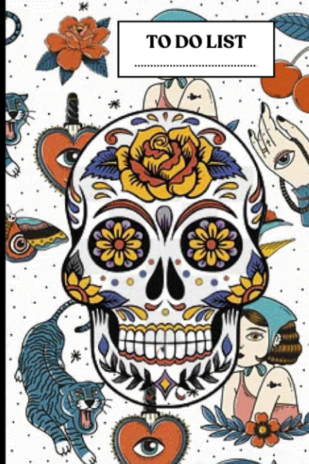 To Do List, Blank checkboxes, extra Notes section, simple lined, 120 pages, Skull Design