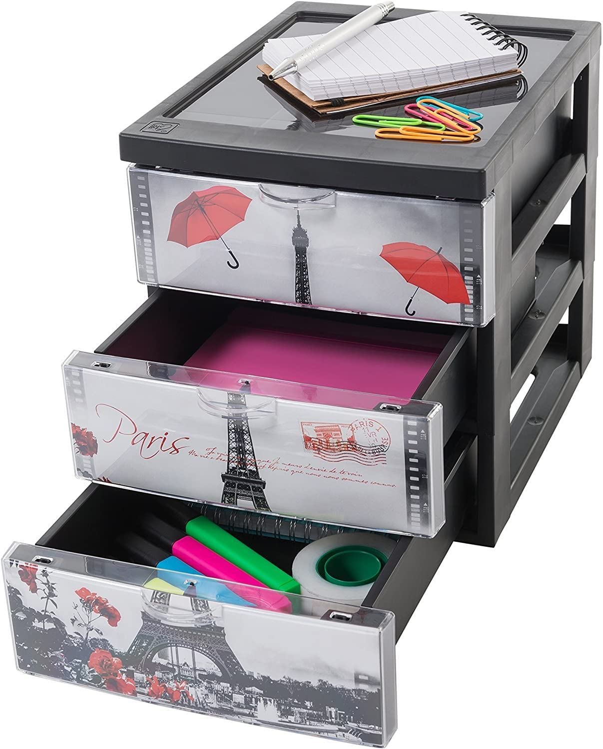 Iris Ohyama, Torre di stoccaggio, 3 cassetti da 2 L, maniglie ergonomiche, soggiorno, camera da letto, ufficio - Style Chest SCF-A5 - Parigi