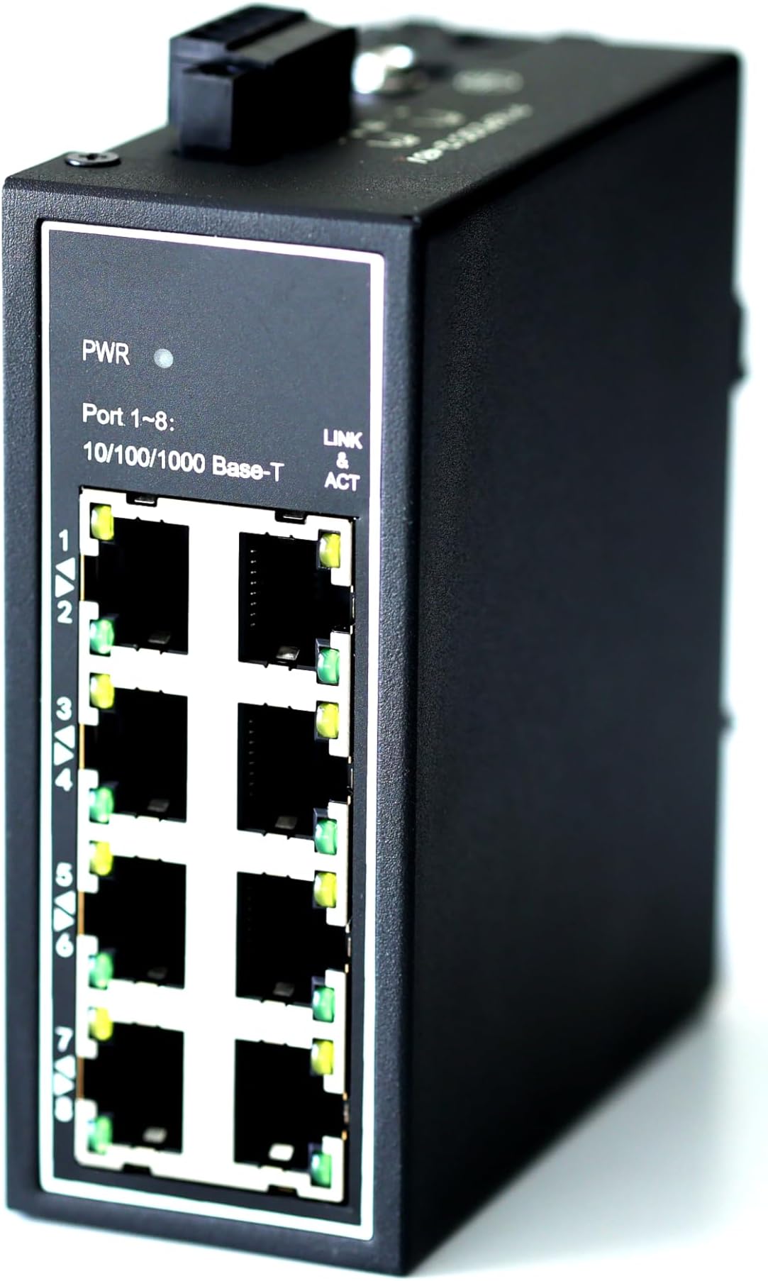 WIWAV WDH-8GT-DC 10/100/1000Mbps Unmanaged 8-Port Gigabit Industrial Ethernet Switches with DIN Rail/Wall-Mount (UL Listed, Fanless, -30°C~75°C)