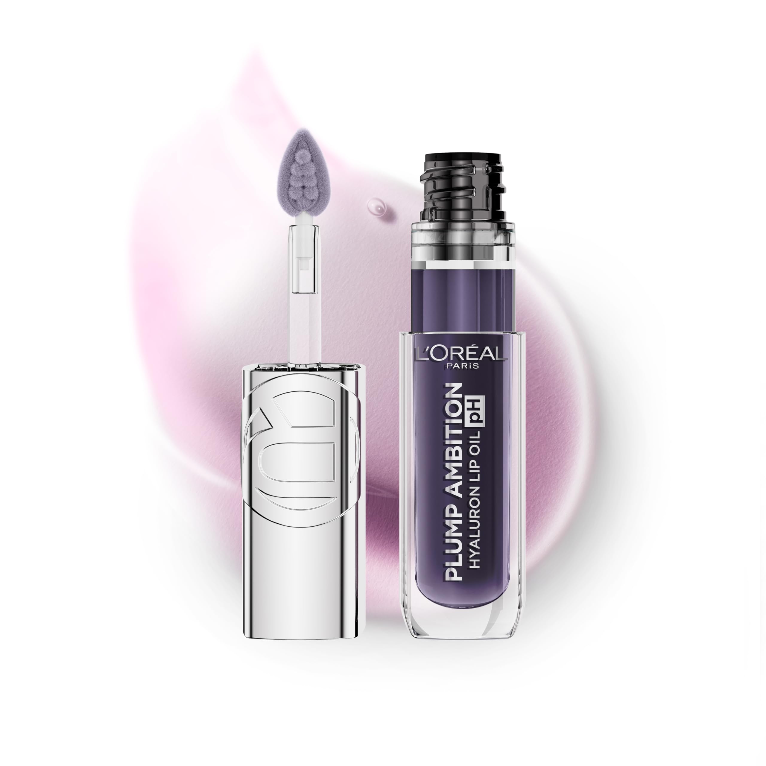 L'Oréal Paris Plump Ambition Transformative PH, Plumping Lip Oil With Hyaluronic Acid and Tripeptide & Vanilla Oil, Smoother Lips & Volumizing Shine 116 Berry Noir