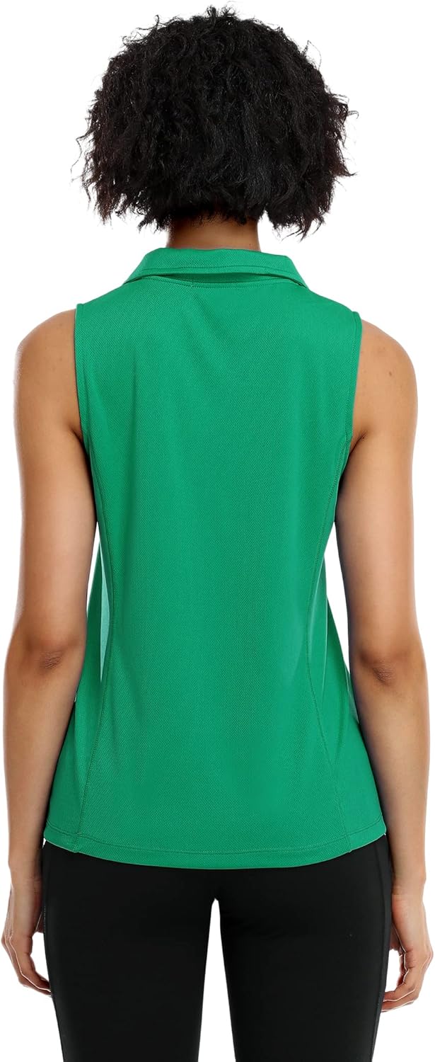 COOrun Women's Golf Polo Shirts Sleeveless Quick Dry Tennis T-Shirts Lightweight V-Neck with Collar Tank Top - Image 3