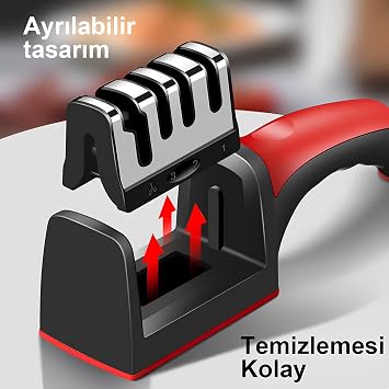 Kanji 4 Fonksiyonlu Paslanmaz Çelik Bıçak, Makas & Satır Bileyici – Elmas, Seramik ve Tungsten Çelik Bileme Sistemi – Ergonomik ve Dayanıklı Bileme Aleti
