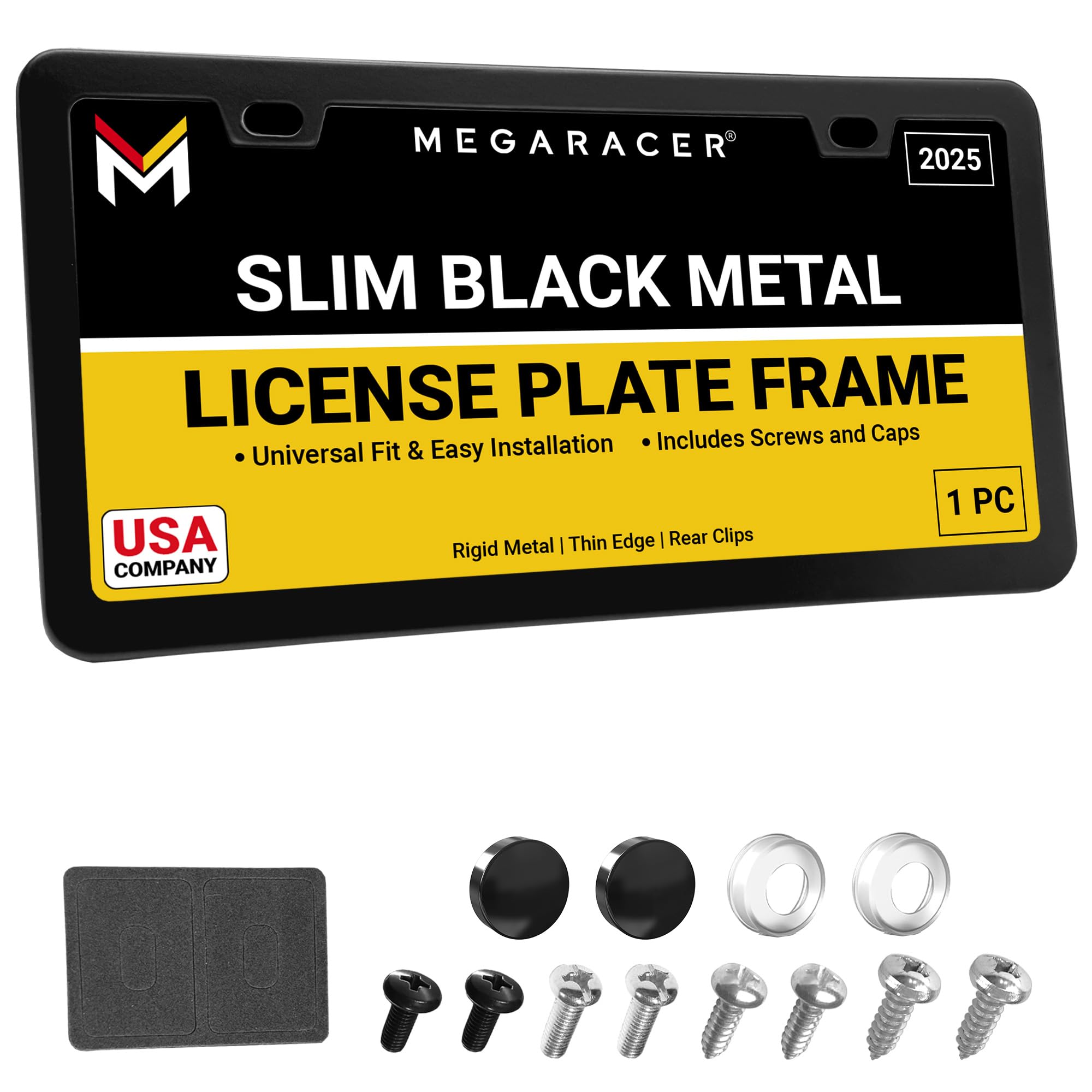 Mega Racer Premium Slim Matte Black License Plate Frame