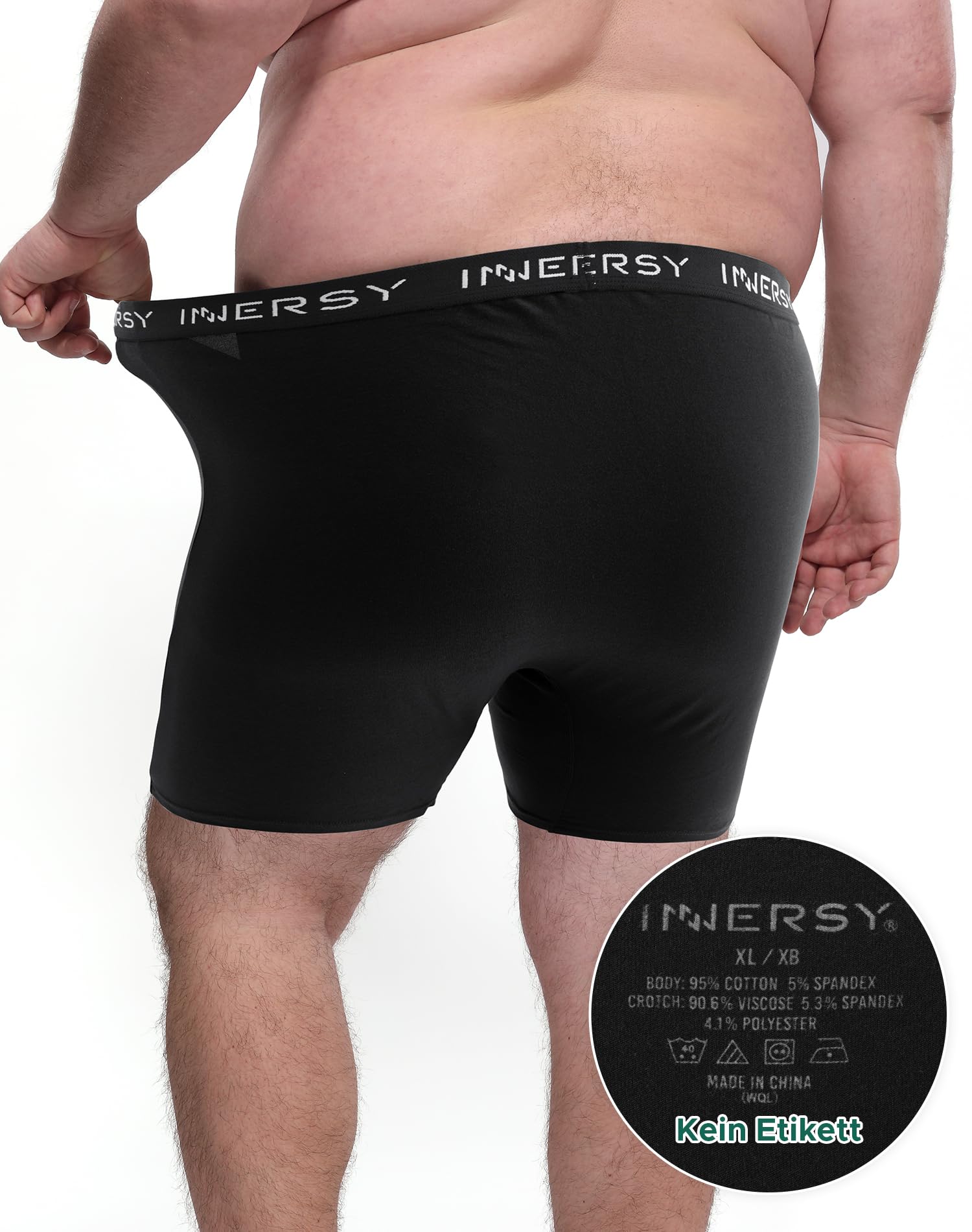 INNERSY Bokserki męskie, duże rozmiary, majtki męskie, bawełna, bielizna z rozporkiem, XL-6XL, 4 sztuki w opakowaniu
