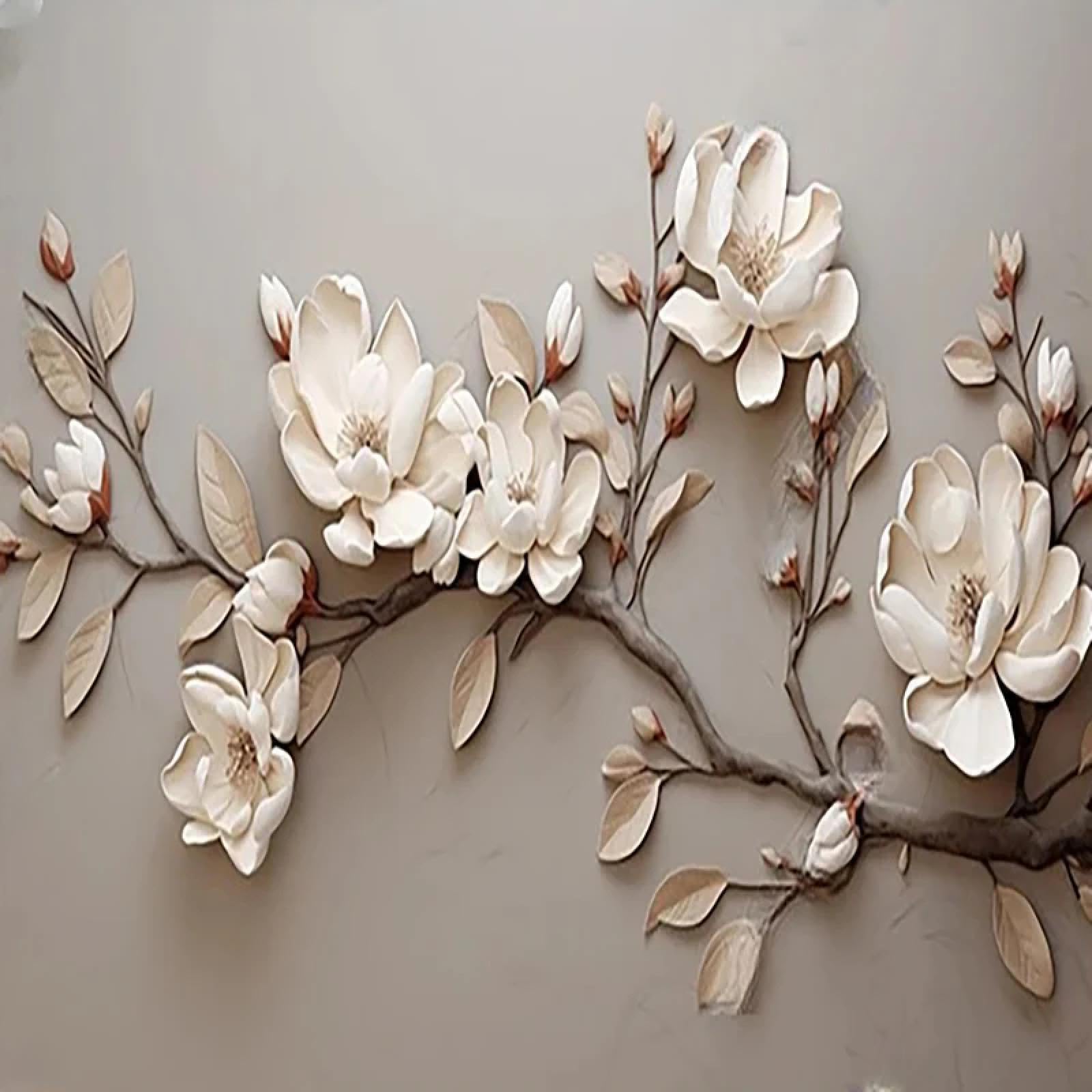 Jcsmkfq Wallpaper Self-Adhesive Abstract Relief Floral Mural 3D Living Room Background Wall Bedroom Decorative Art Sticker