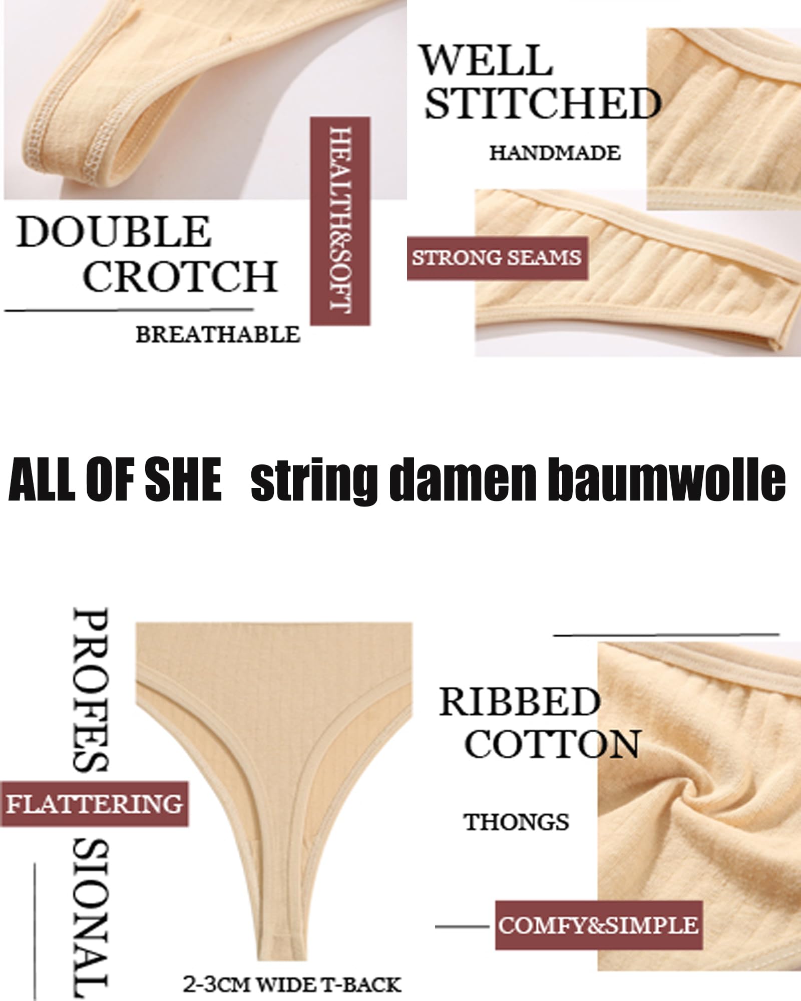 ALL OF SHE 9 Pack String Tanga Femme Coton sous-vêtements Femmes Sexy Set sous-vêtements Femme Slip Multipack Respirant Thong Bikini Pantys S-XL