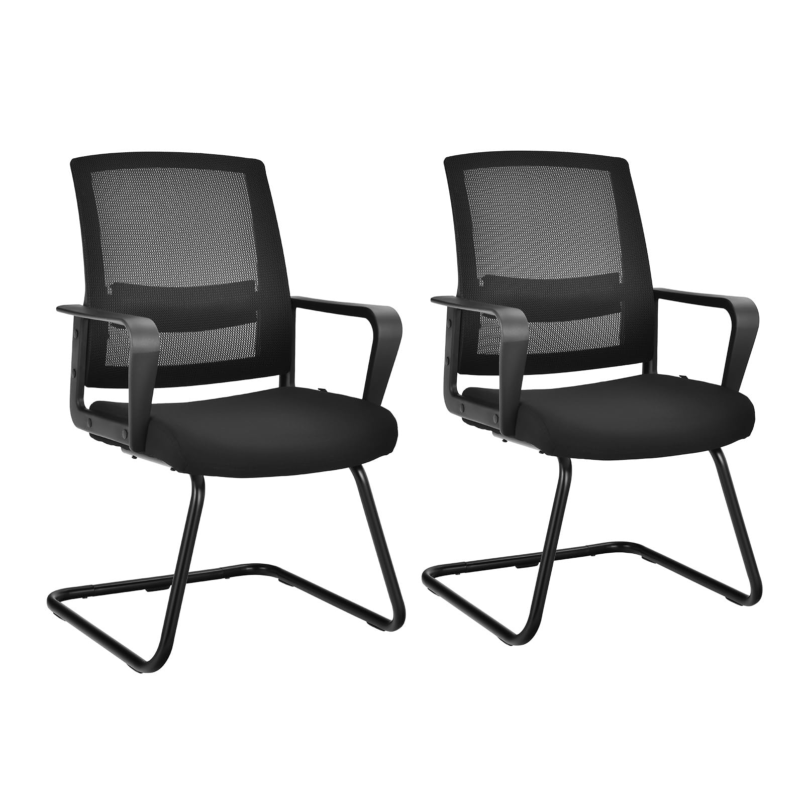 GIANTEX Silla de Oficina con Reposabrazos y Soporte Lumbar, Malla Transpirable, Carga 136 kg, Negro