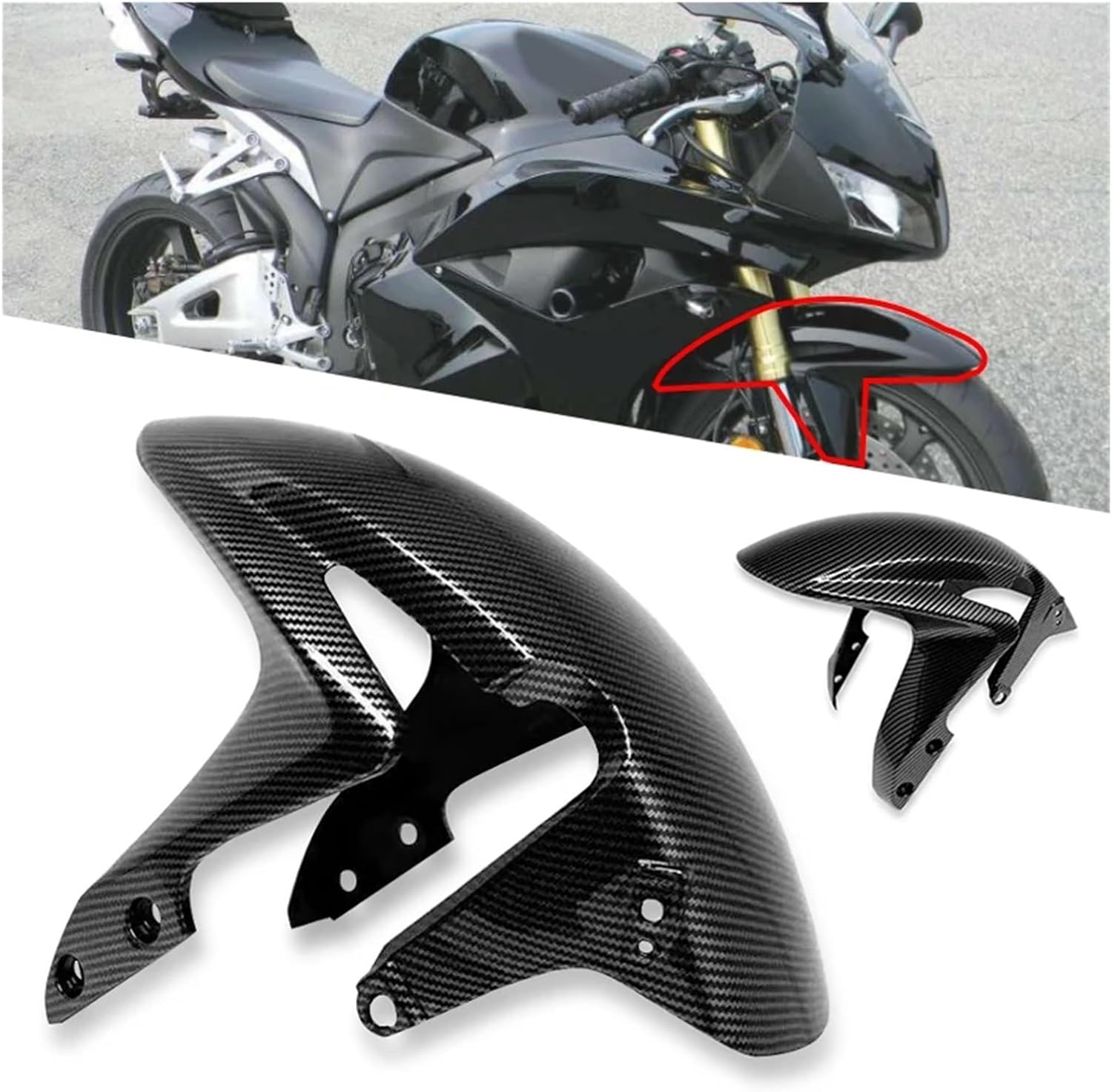 CBR600RR Motorcycle Carbon Fiber Front Mudguard Splash Wheel Fairing Kits Fit For Honda CBR 600RR CBR600 RR 2007-2024(Unpainted)