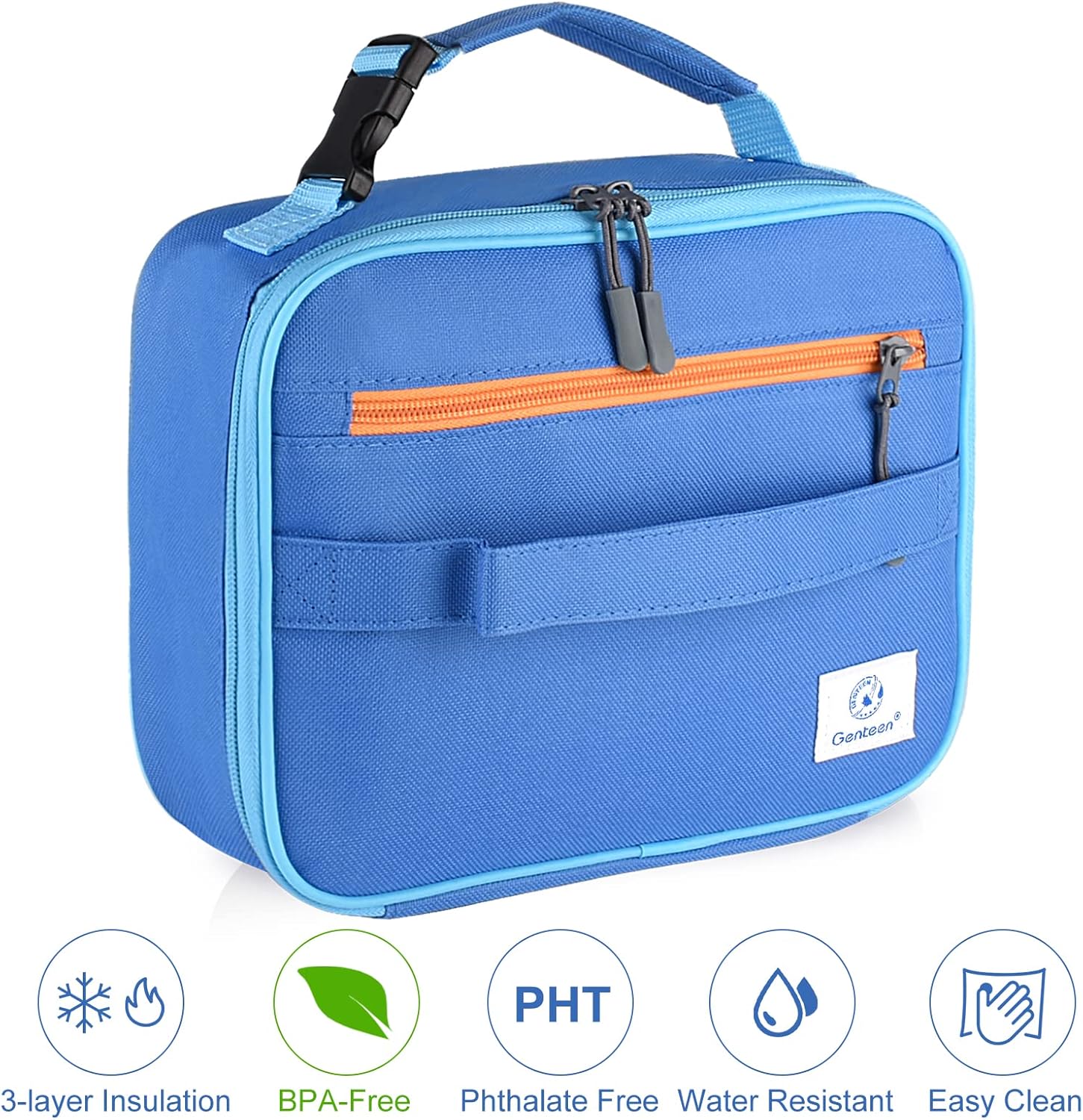 Genteen Lunch Box Kids,Insulated Lunch Bag Kids Boys Girls,Soft Bag Small Cooler Back to School Thermal Meal Tote Kit Lunch Box for School,Work,Outdoor (Blue) - Image 8