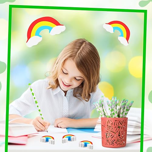 Miniatura 4 de 60 borradores de arcoíris, bonitos borradores de aula para niños, borradores del día de San Patricio para oficina, escuela, aula, premios