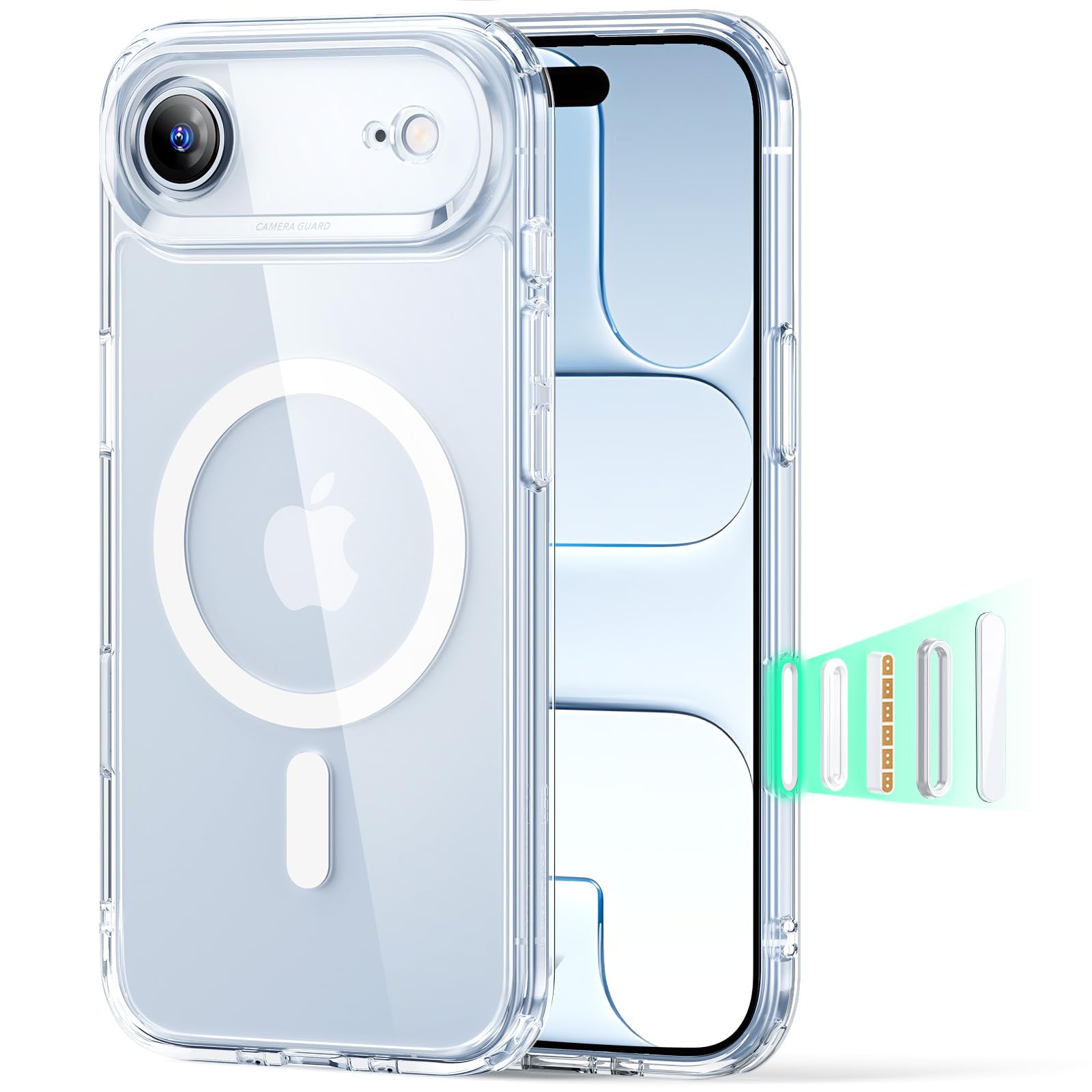 ESR Cover per iPhone Air, Custodia per iPhone 17 Air controllo della fotocamera, Compatibile con MagSafe, Protezione antiurto di livello militare, Angoli Air Guard ammortizzanti, Trasparente