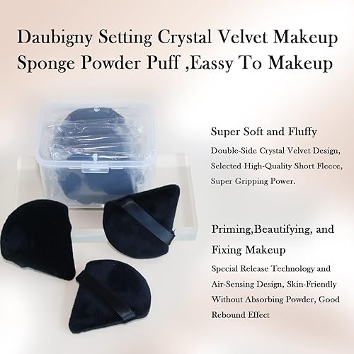 Miniatura 5 de Powder Puffs Daubigny 6 piezas de soplo de polvo facial suave triangular para polvo suelto, polvo mineral, polvo corporal, terciopelo, base
