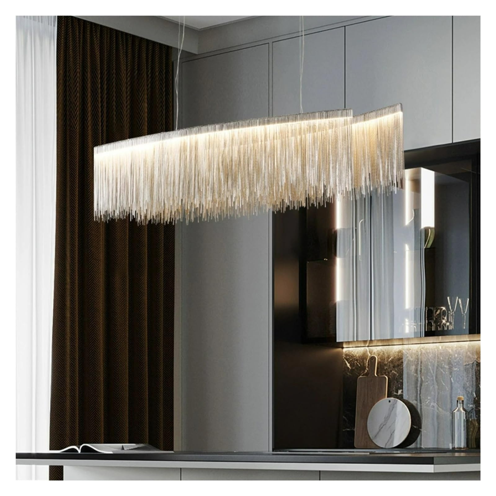 PLQWUJD Modern Chandelier Chandeliers Crystal Ceiling Lights Nordic Postmodern Art Creative Living Room Pendant Light Luxury Designer Strip Tassel Hanging Dining Bedroom Led Lamps
