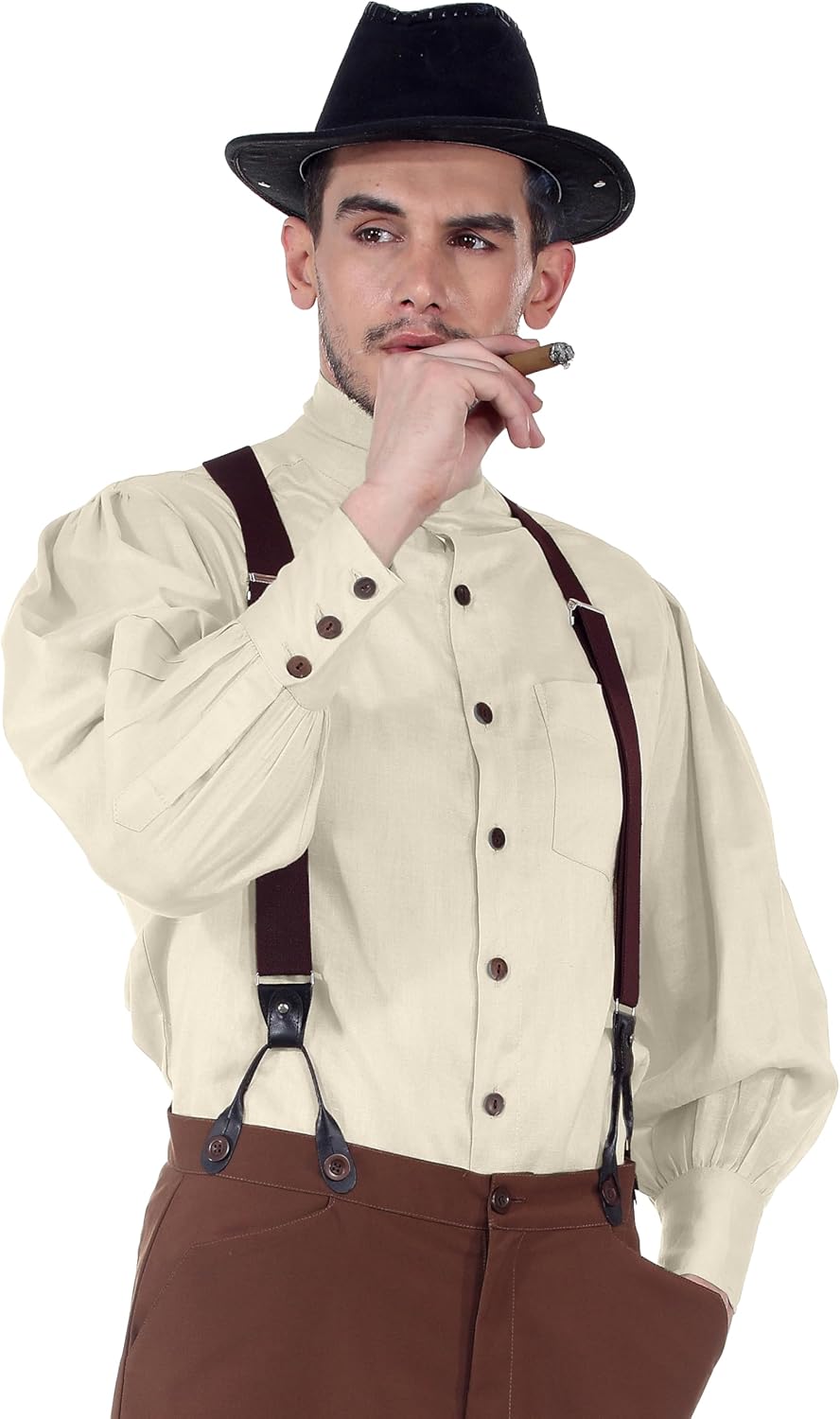 ThePirateDressing Steampunk Victorian Cosplay Costume Mens Seigneur Linen Shirt - Image 4