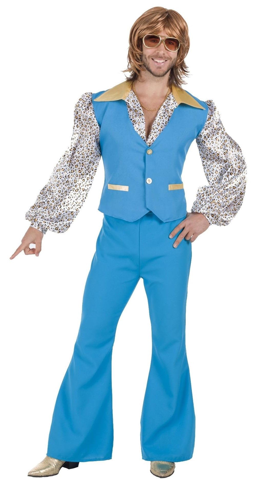 Banyant Toys Disfraz Hombre Años 70 Azul M-L