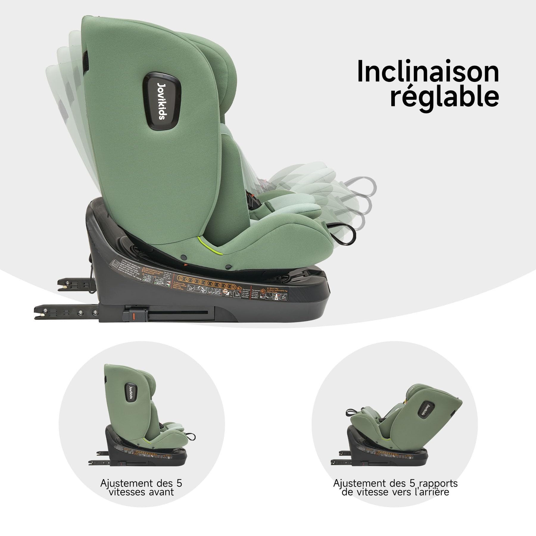 Jovikids Siege Auto, i-Size 40-150 cm, ISOFIX pour Groupe 0/1/2/3, Bébé de 0-12 ans, 0 à 36 kg Environ, ECE R129, 360° pivotant, 12 Positions d'Appui-tête, Top Tether, Siège Auto