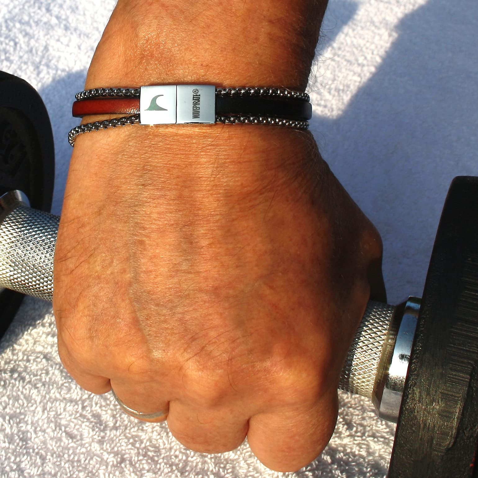 Echt Leder-Armband REX Edelstahlkette Schwarz Mahagony Geschenkbox Herren Männer