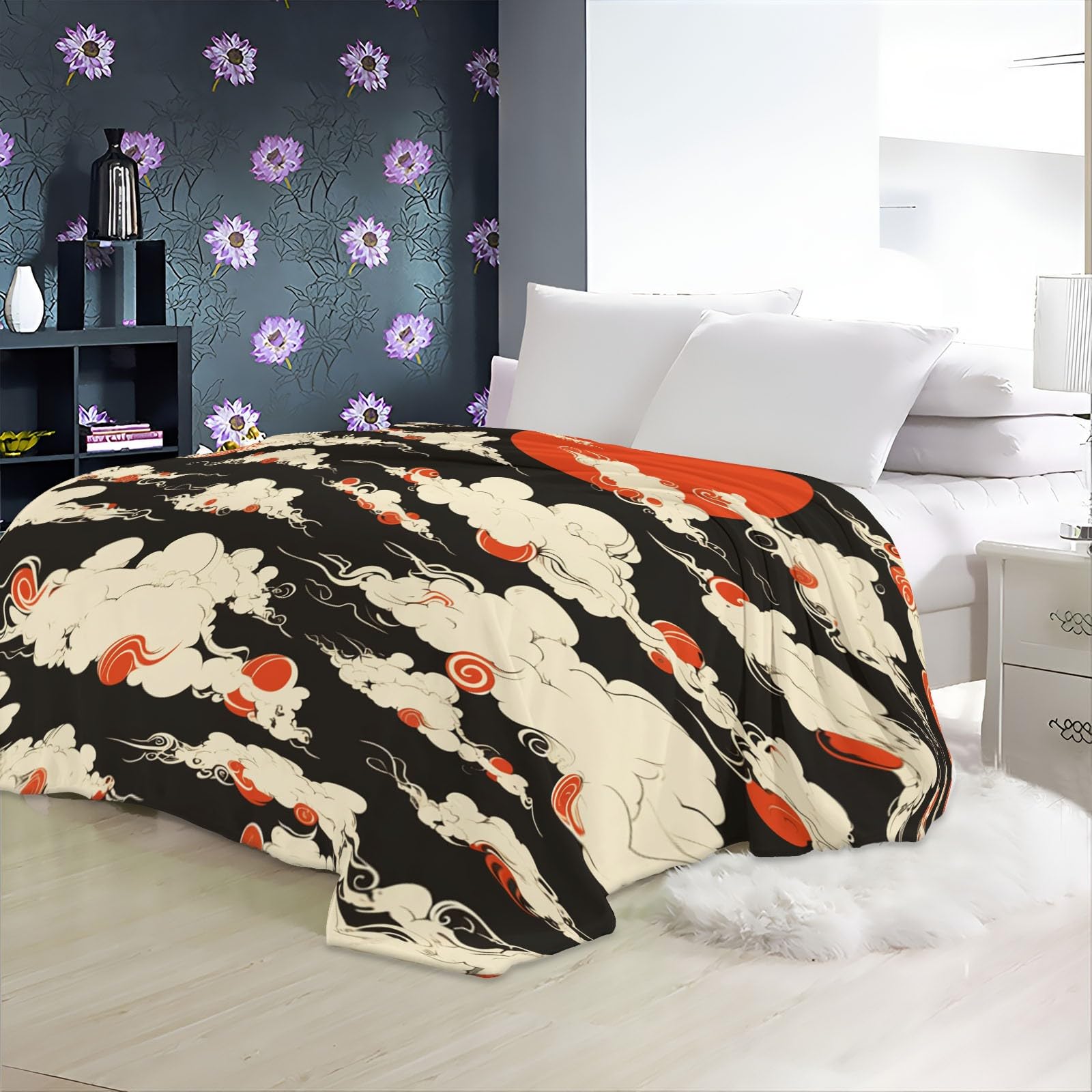 Couverture Polaire 150x200 cm Nuages ​​​​De Soleil Plaid Couverture Sherpa en Microfibre Douce, Couverture en Flanelle Chaude Et Confortable, 3D Jeté de Canapé
