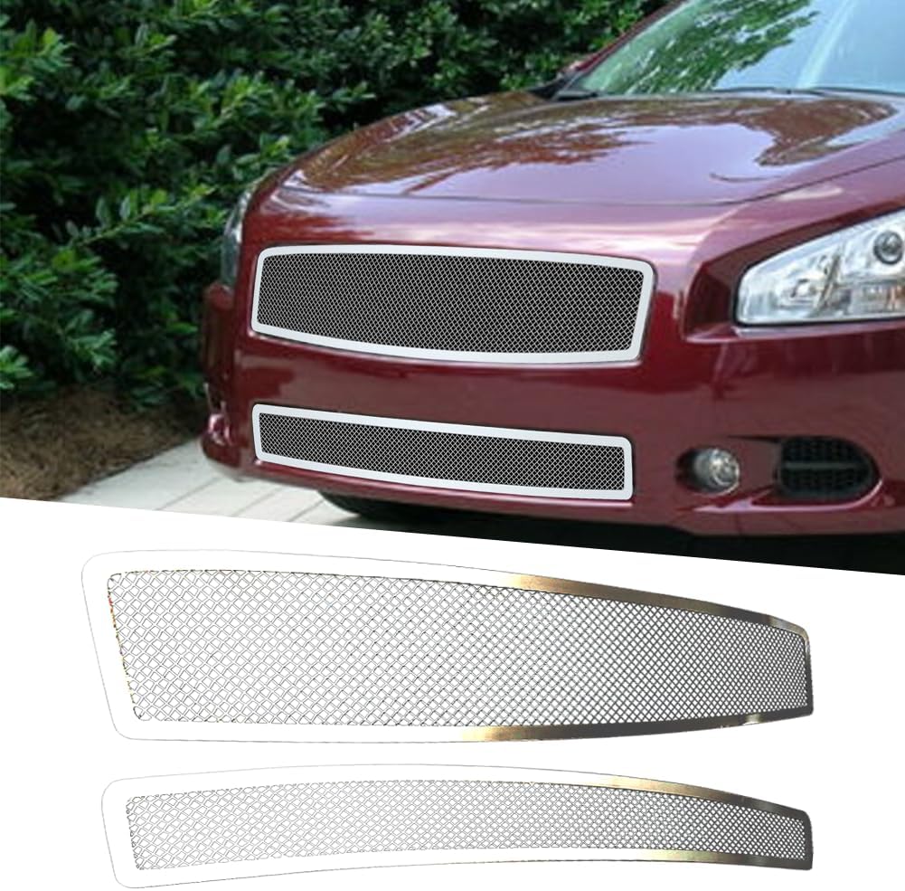 Grille Inserts Stainless Steel Mesh Grille Combo Chrome Finish fits Nisaan Maxima 2009-2014