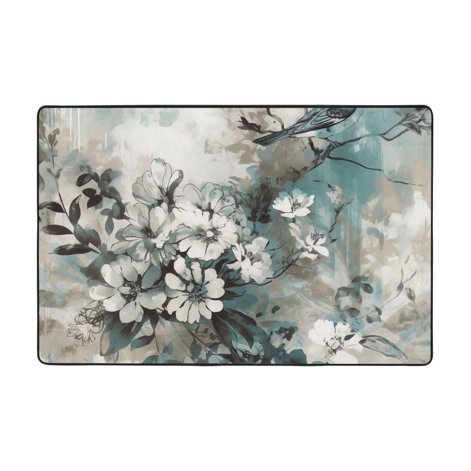 Tapis moderne en peluche courte fleurie pour salon et chambre 122x183cm