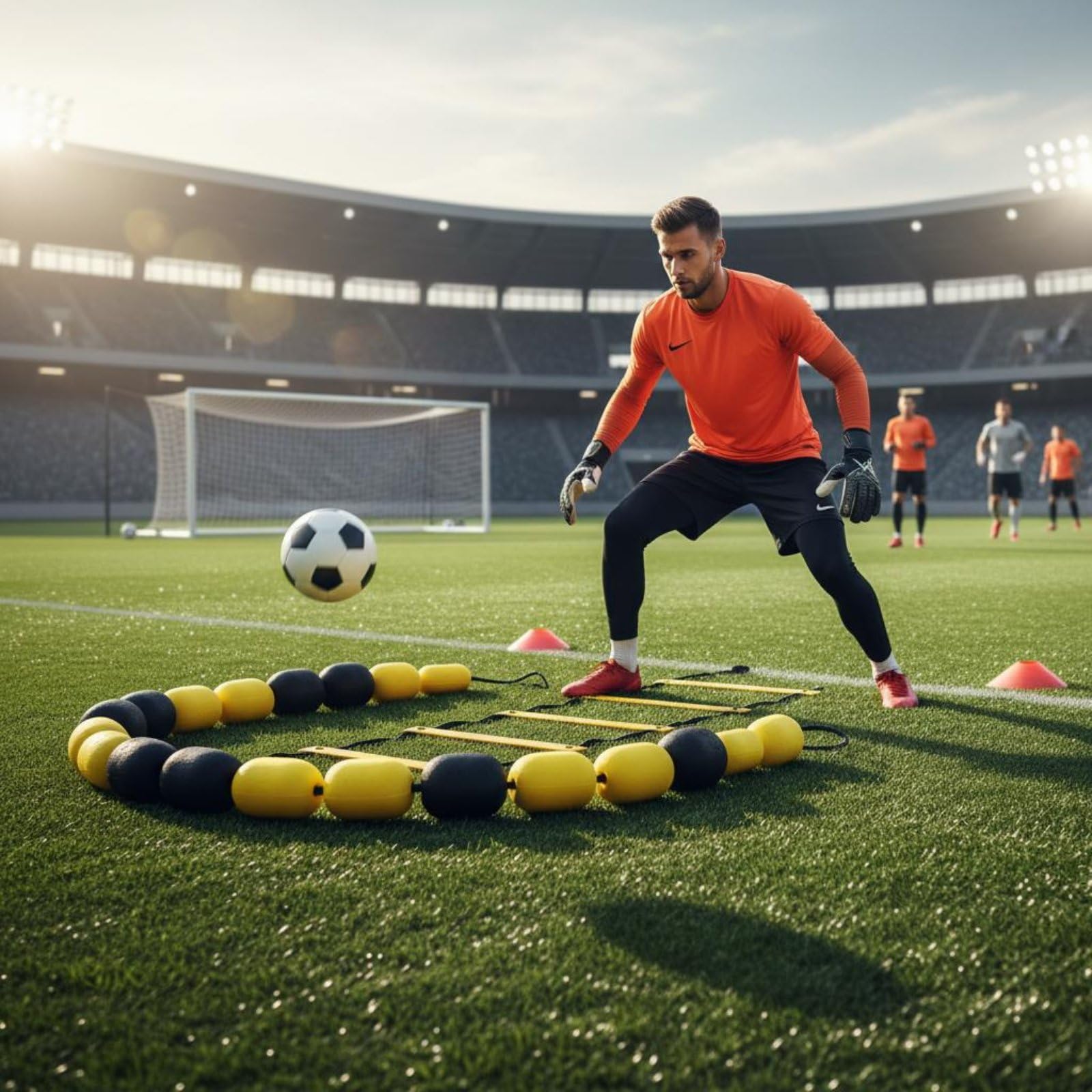 TISHITA Training Rebounder Rebotador Balón Deflector Profesional Cadena Desvíos Equipo Entrenamiento EVA Robusto y Cuerdas de Nylon CREA Rebotes Aleatorios, Amarillo, Negro, Versión Estándar