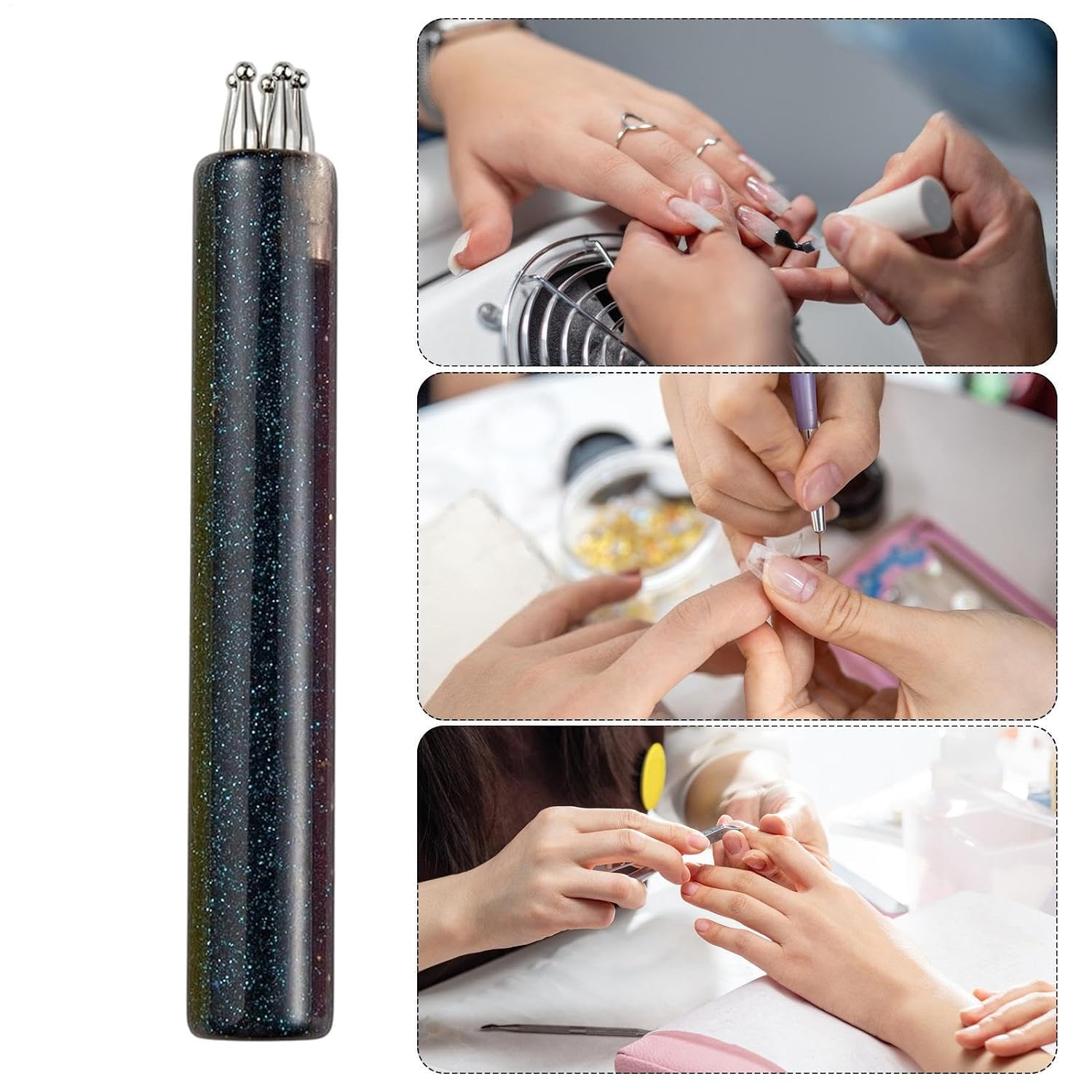 Floral - Precision Dotting Tool, 2.56 Inches Manicure Brush with Fine Tip Control, Rhinestone Pen, DIY Beauty, Painting Instrument for Creating Intricate Floral Patterns At Home Salon