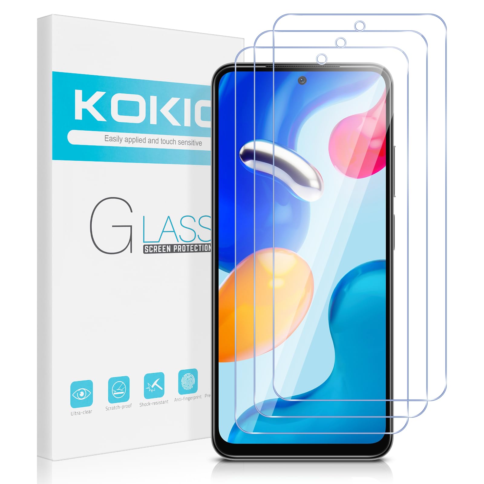 Dabuu Vetro Temperato per Xiaomi Redmi Note 12S 4G, 3 Pezzi Pellicola Protettiva