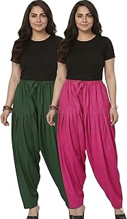 White Tulips Woman's Plain Cotton Patiala Salwar Combo of 2 (Free Size) - Patiala Pants for Women | Patiyala Combo | Free ...