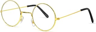 Gold Rimmed Round Costume Glasses - 1 Pair