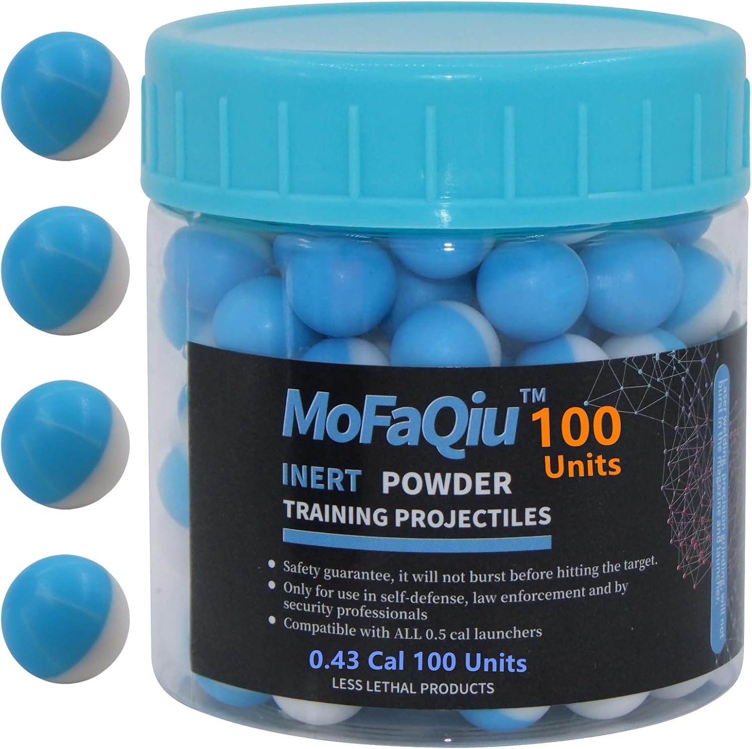 .43 Cal Inert Ball,Fracture Groove Design,Laser Welding,for Training Paintball,Pepper Practice Balls, Pepper Training Ball, Compatible All .43 Cal Pepper Ball、Pepper Projectile launchers (100 Count) - Image 1 of 3