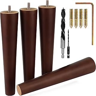 Premium Walnut Wood Furniture Legs (Full Install Kit) - Pick Your Size and Color