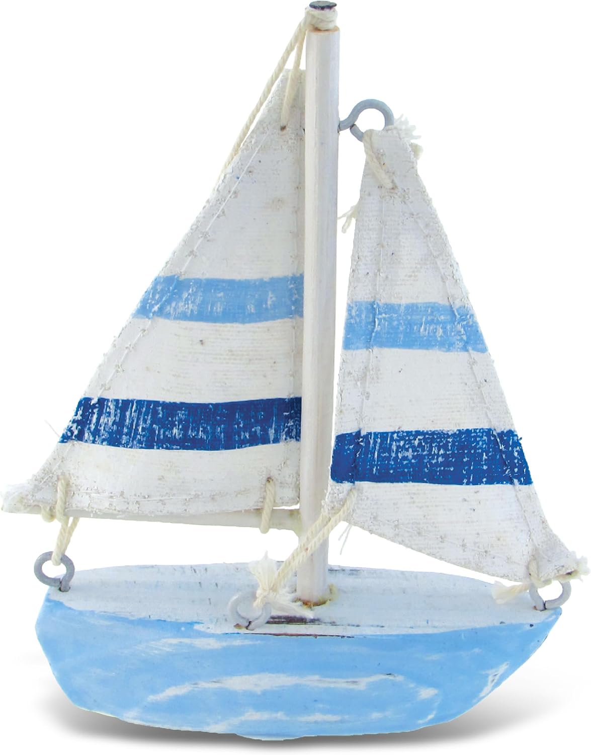 COTA Global Light Blue Stripes Sailboat Beach Themed Decor - 4.75 Inches