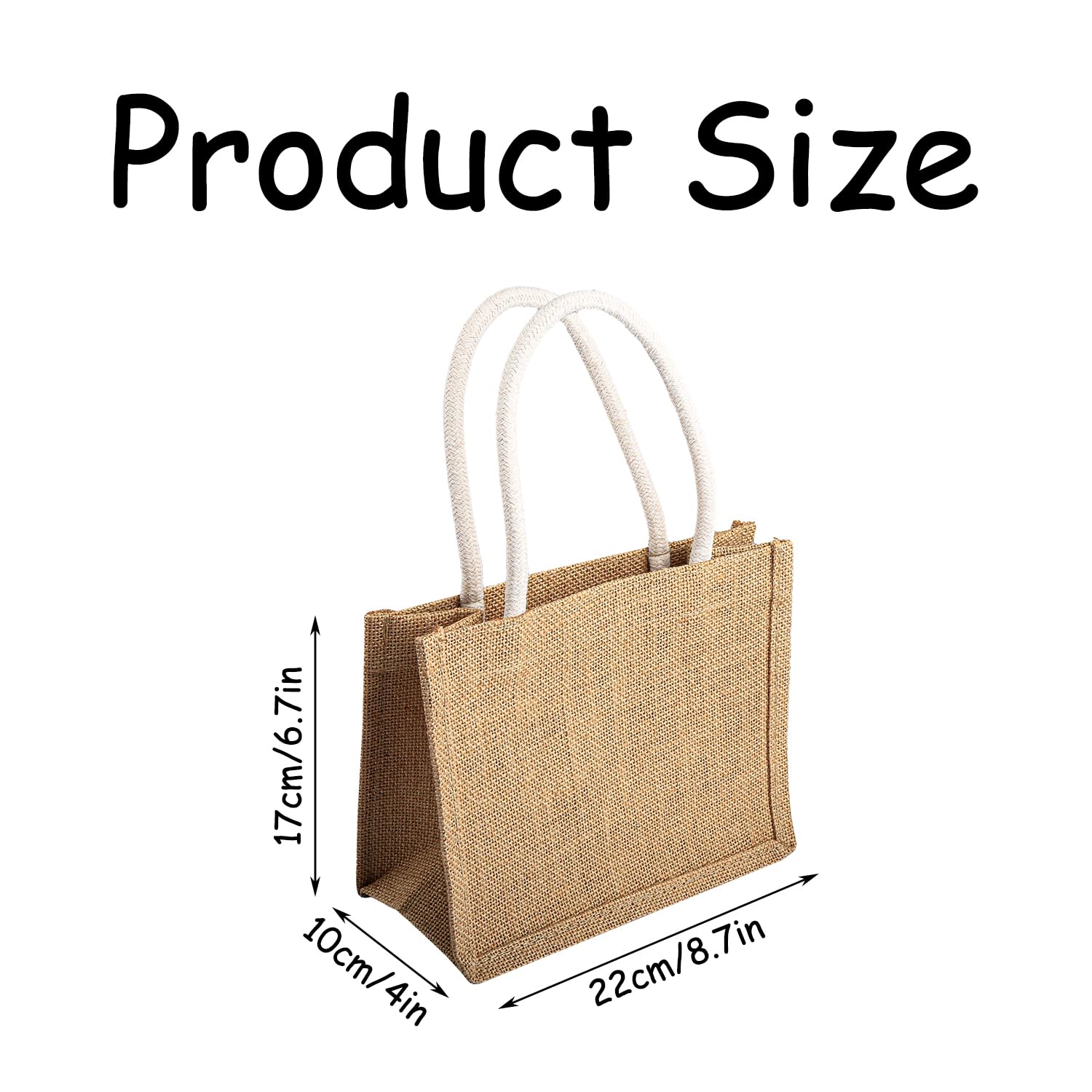 Rumyve Jute Tote Bag,Large Reusable Durable Shopping bag with Handles,Burlap Grocery Shopping Gift Tote Handbag for Picnic Travel Shopping DIY Outdoor - Image 2