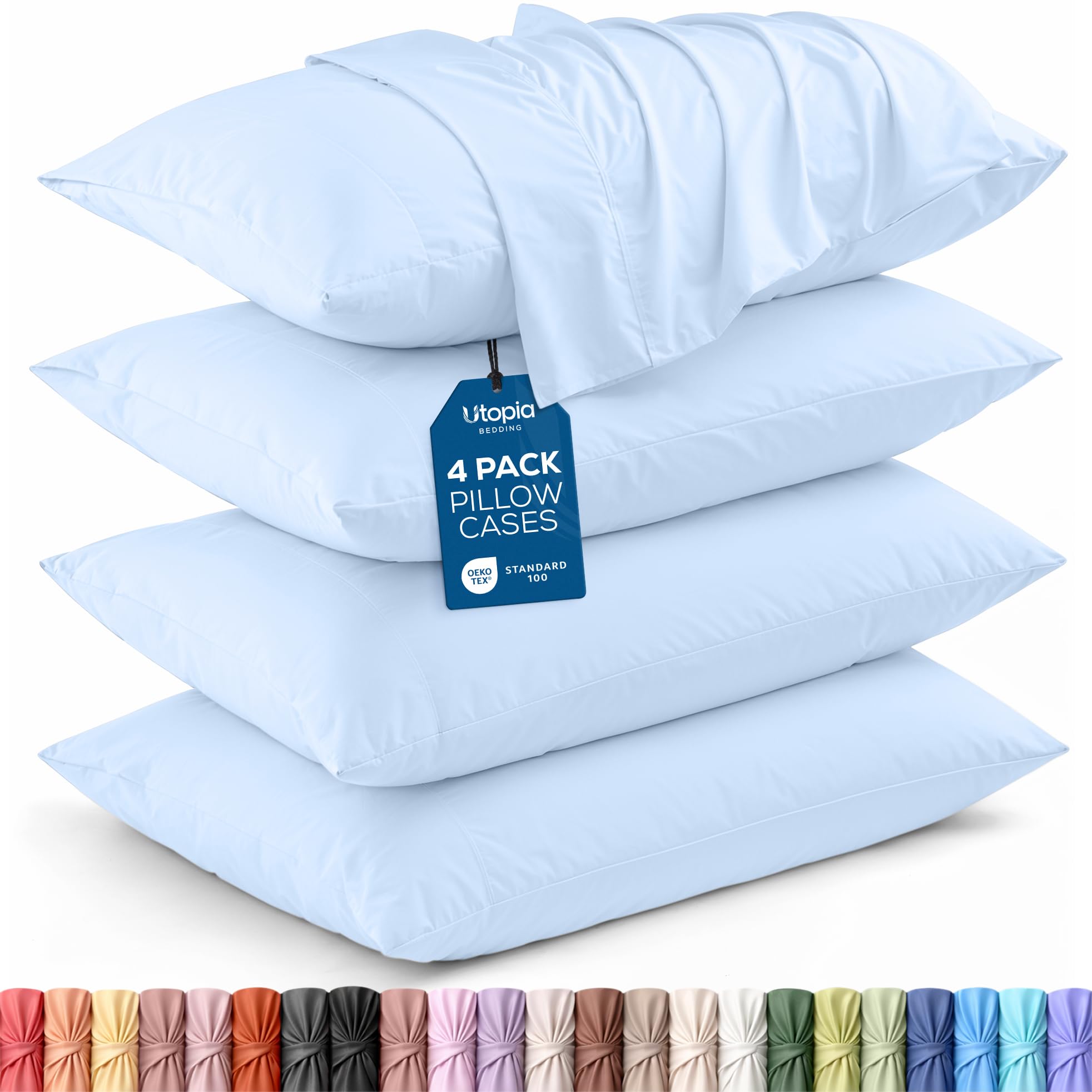 Utopia Bedding King Pillow Cases - 4 Pack - Envelope Closure - Soft Brushed Microfiber Fabric - Shrinkage and Fade Resistant Pillow Covers King Size 20 X 40 Inches (King, Ice Blue) — image 1