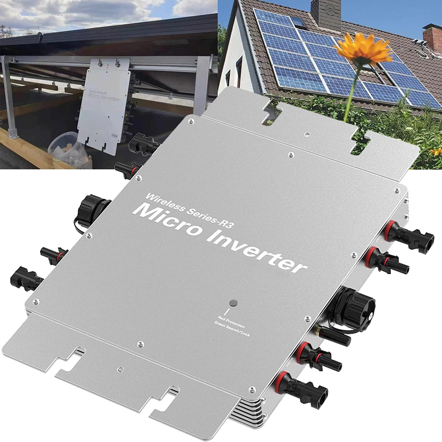 Inverter A Griglia Solare da 1200 W, Inverter Fotovoltaico Portatile, Cravatta A Griglia Micro Inverter, Identificazione Automatica 120/230 V per L'uso del Sistema Solare