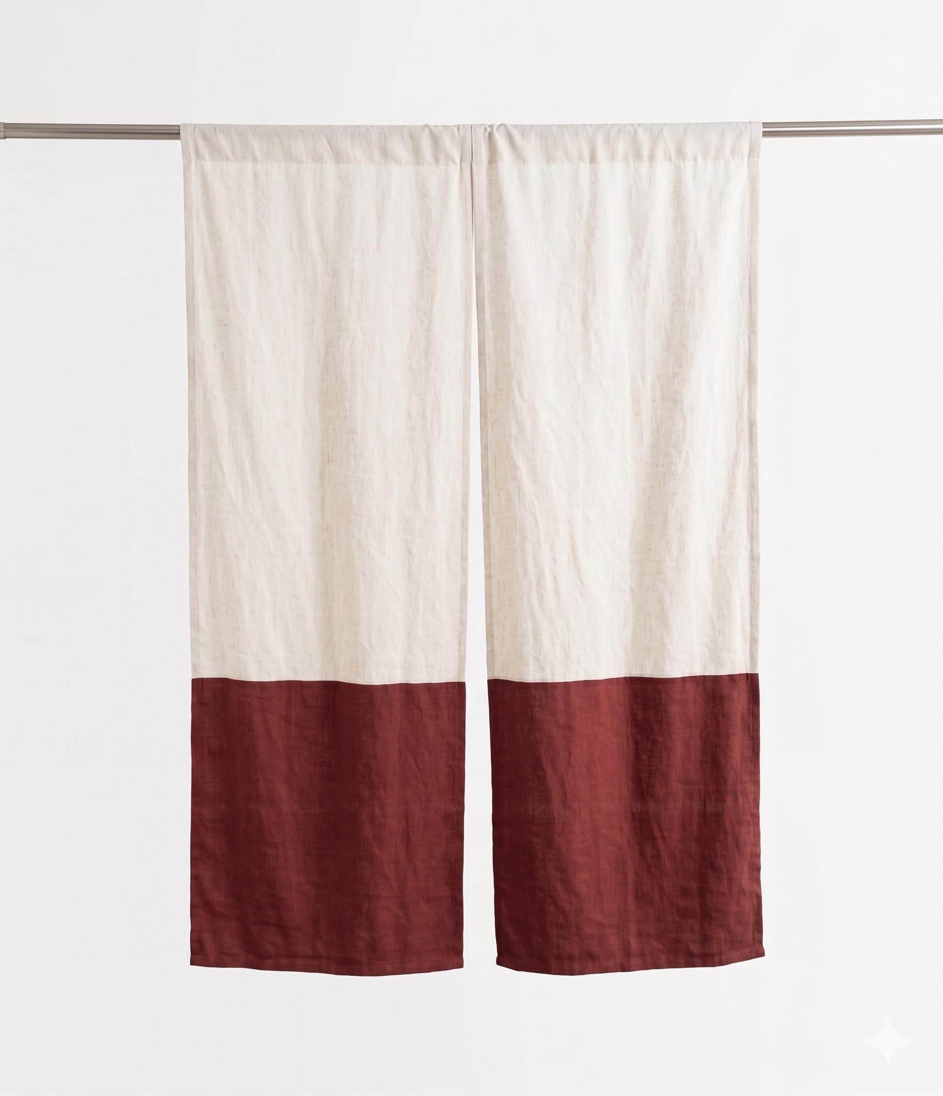 Hand-Dyed 100% Pure Cotton Casemate Japanese Noren 44" Width Solid Pattern Two Tone Cream Brown Color Machine Washable Curtain Bohemian Style Tall Doorway (Pack of 1) 35"W x 95"L