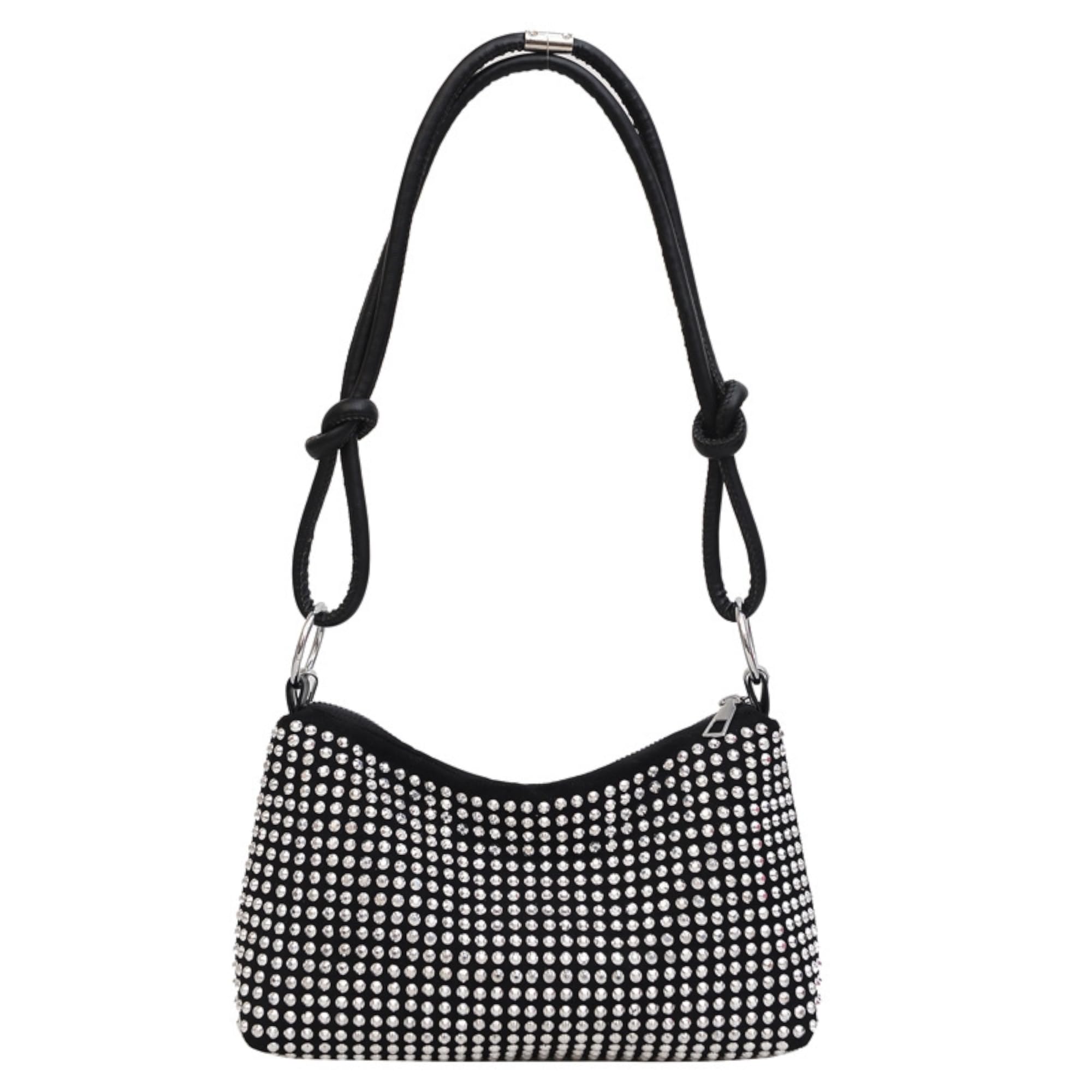 SANTORINI Carina Diamond studded hobo bag | Womens party shoulder bag with detachable chain strap (Silver) (B0D8JWBM7K) Amazon Price History, Amazon Price Tracker