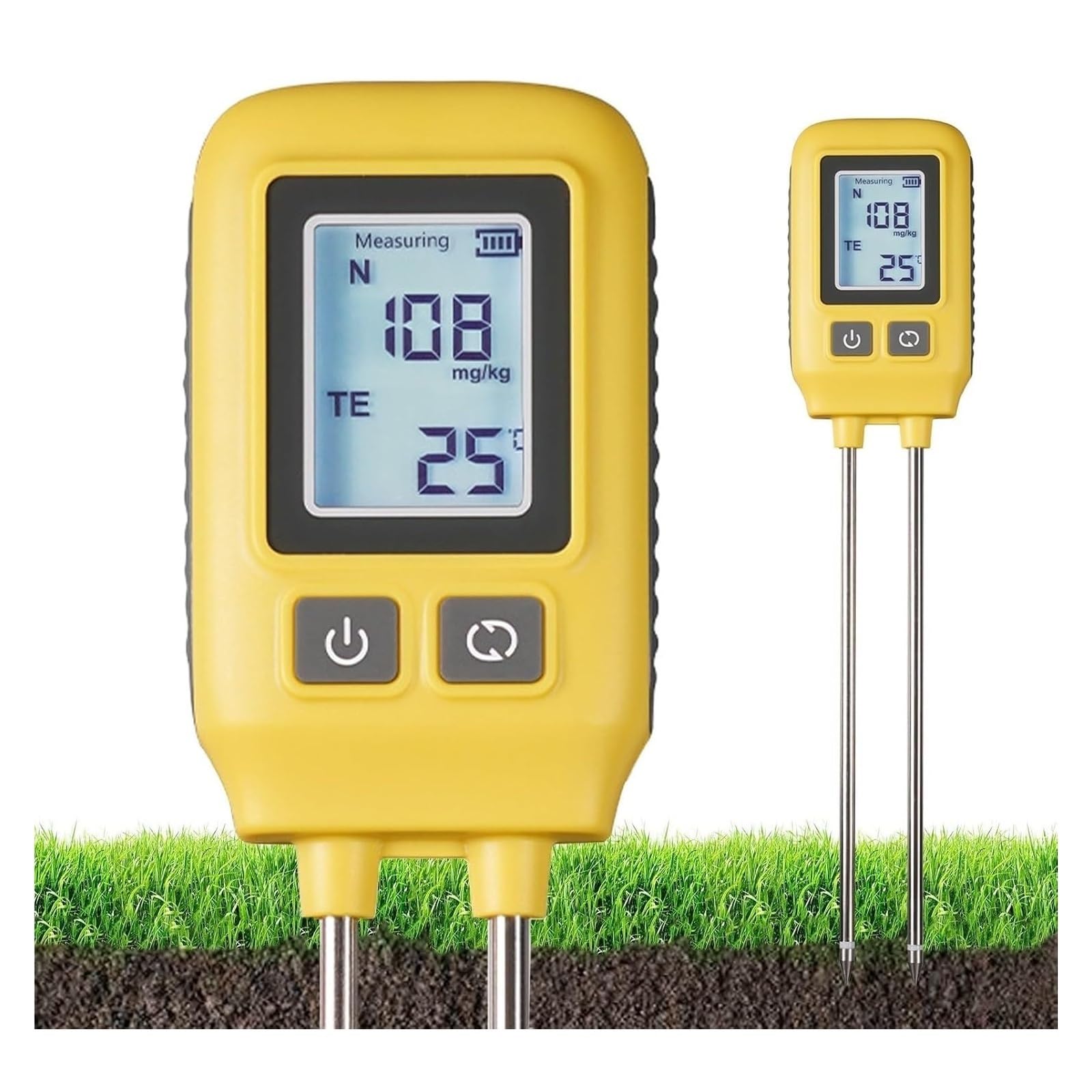 Probador de suelo Npk 4 en 1, medidor digital LCD de suelo, nitrógeno, fósforo, potasio, medición de temperatura, ideal para jardín, césped, granja, uso interior y exterior