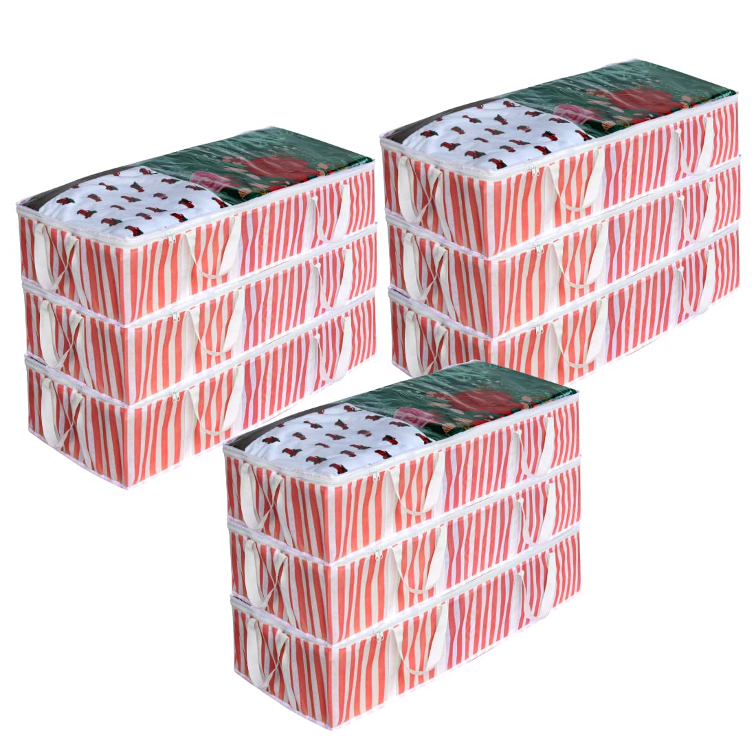 Pretty Krafts Set of 9 Non Woven Transparent Underbed Storage Bag with Handles & Zipper Lock | Space Saving/Foldable/Rectangular Quilt, Comforter, Blankets Storage Bag (99x33x15cm, Peach) (B09STJRC8N) Amazon Price History, Amazon Price Tracker