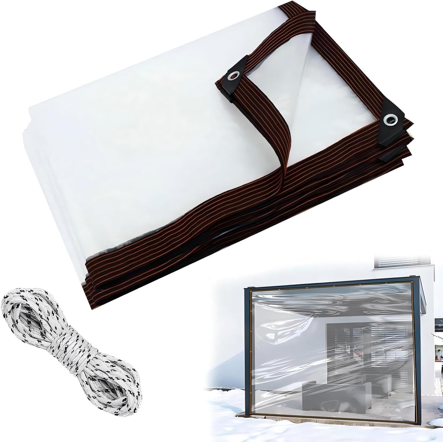 Clear tarp, tarp Waterproof, Outdoor tarps, for Outdoor Garden Cover, Covering Chicken coop, Porch, Tent, Camping Plant (3.3X3.3FT)